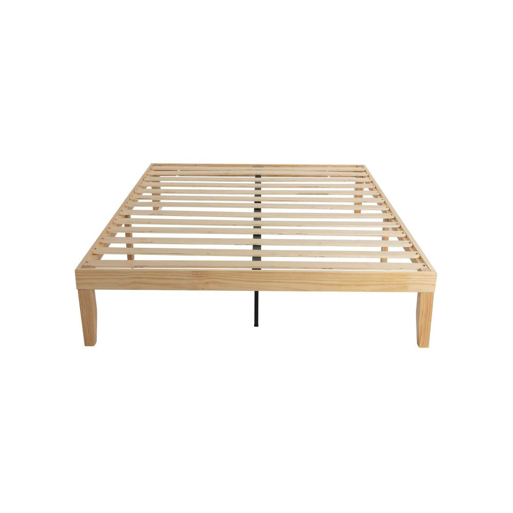 Durable Wood Bed Base Frame, 9-Leg, Storage Space – Double