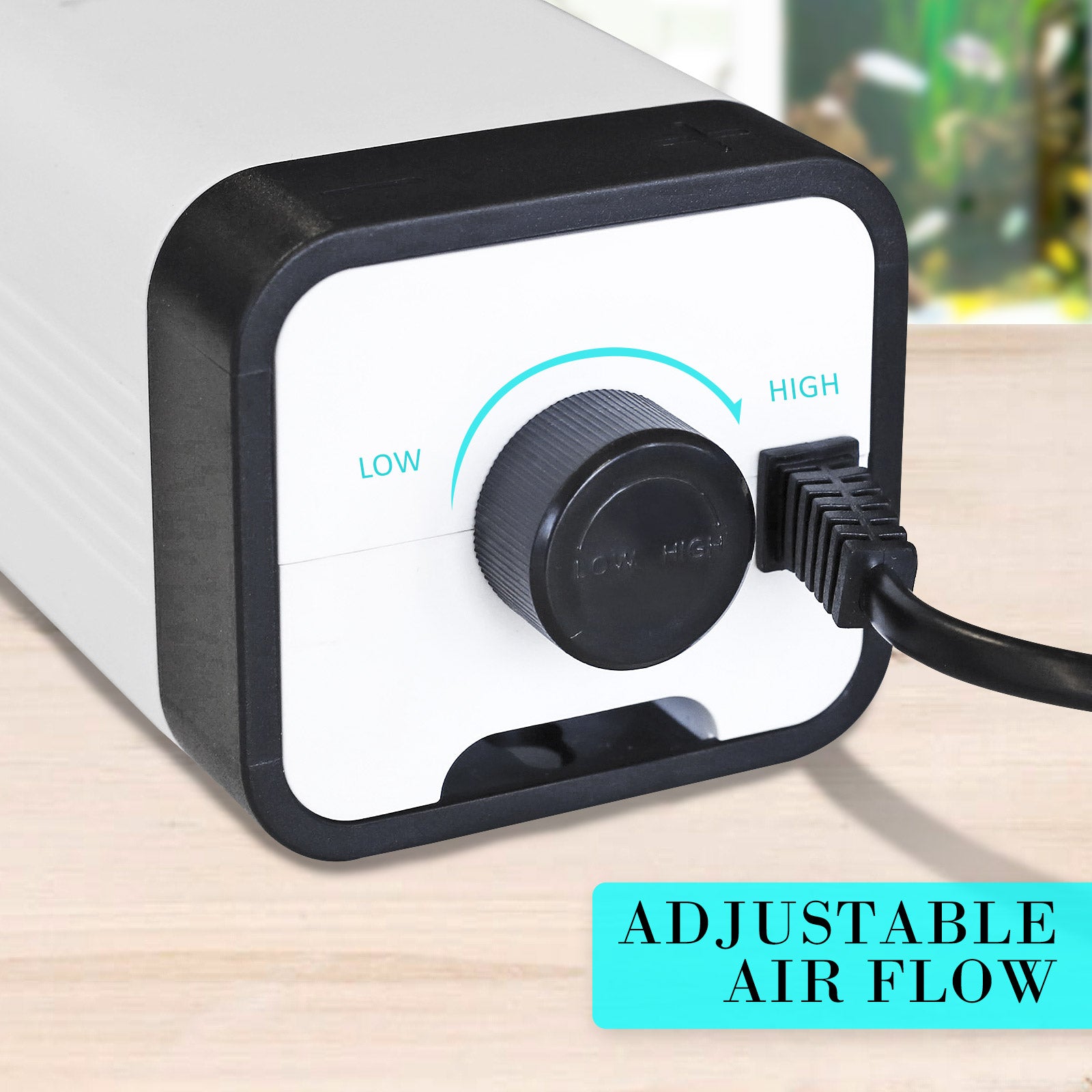 Quiet 2-Outlet Aquarium Air Pump, 180L/H, 4W - Dynamic Power