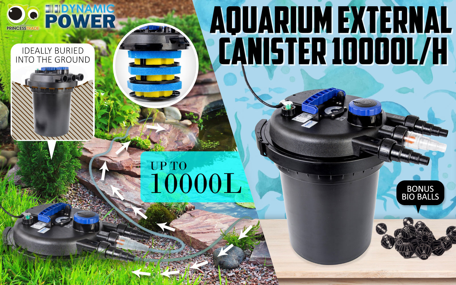 High-Efficiency UV Pond Filter Set 10,000L/H - Dynamic Power