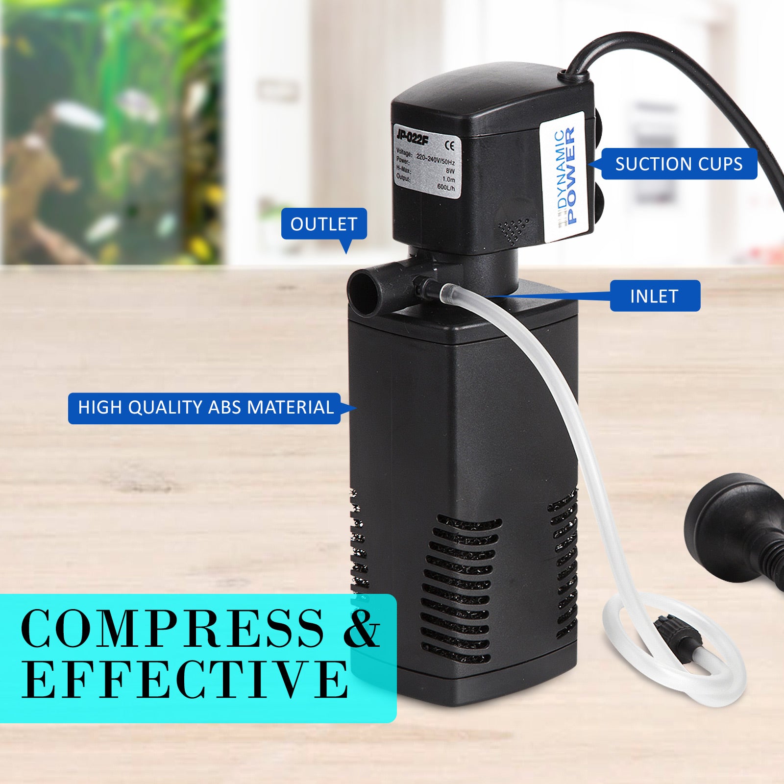 Energy Efficient Submersible Aquarium Filter 600L/H 8W – Dynamic Power