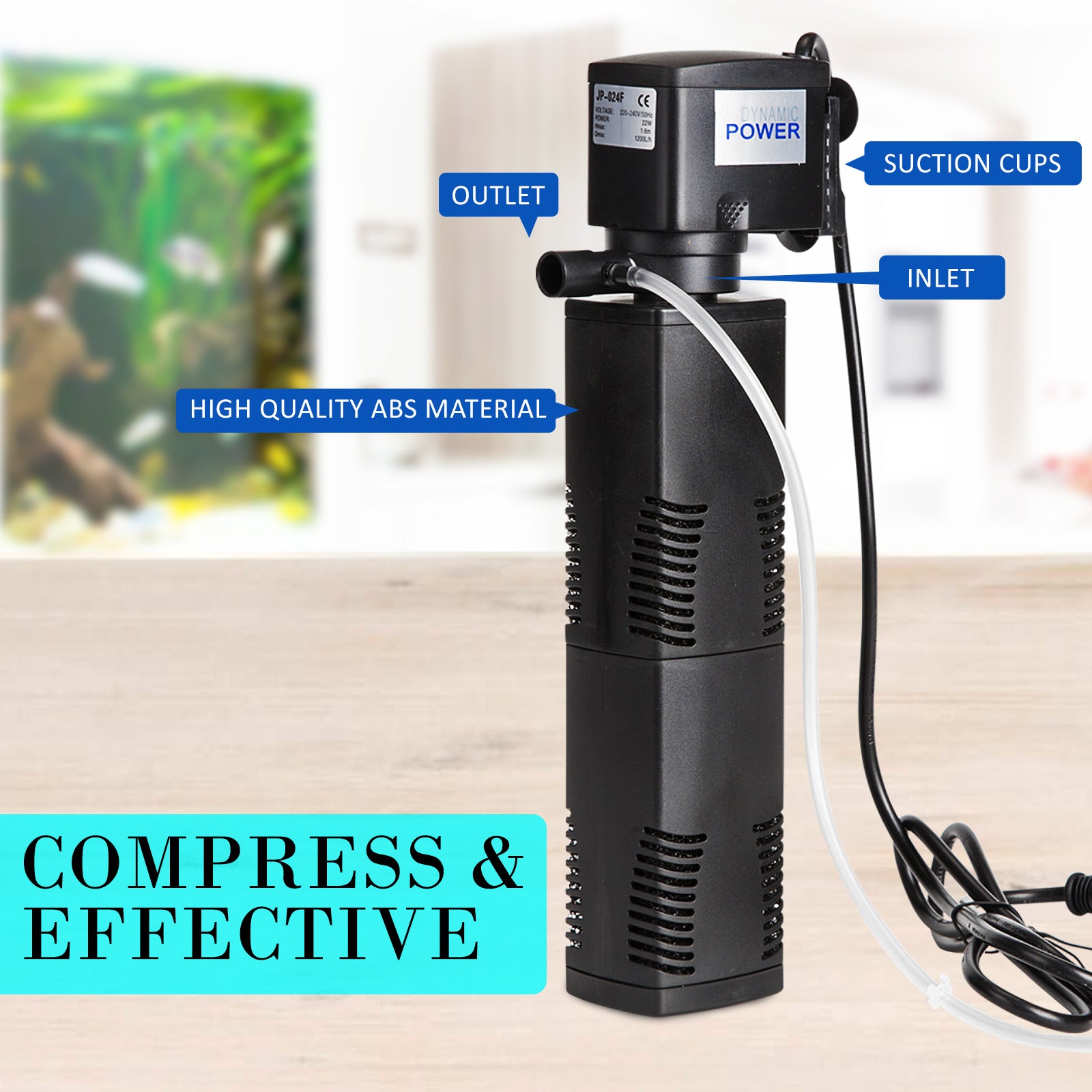 3-in-1 Submersible Aquarium Filter Pump 1200L/H 22W - Dynamic Power