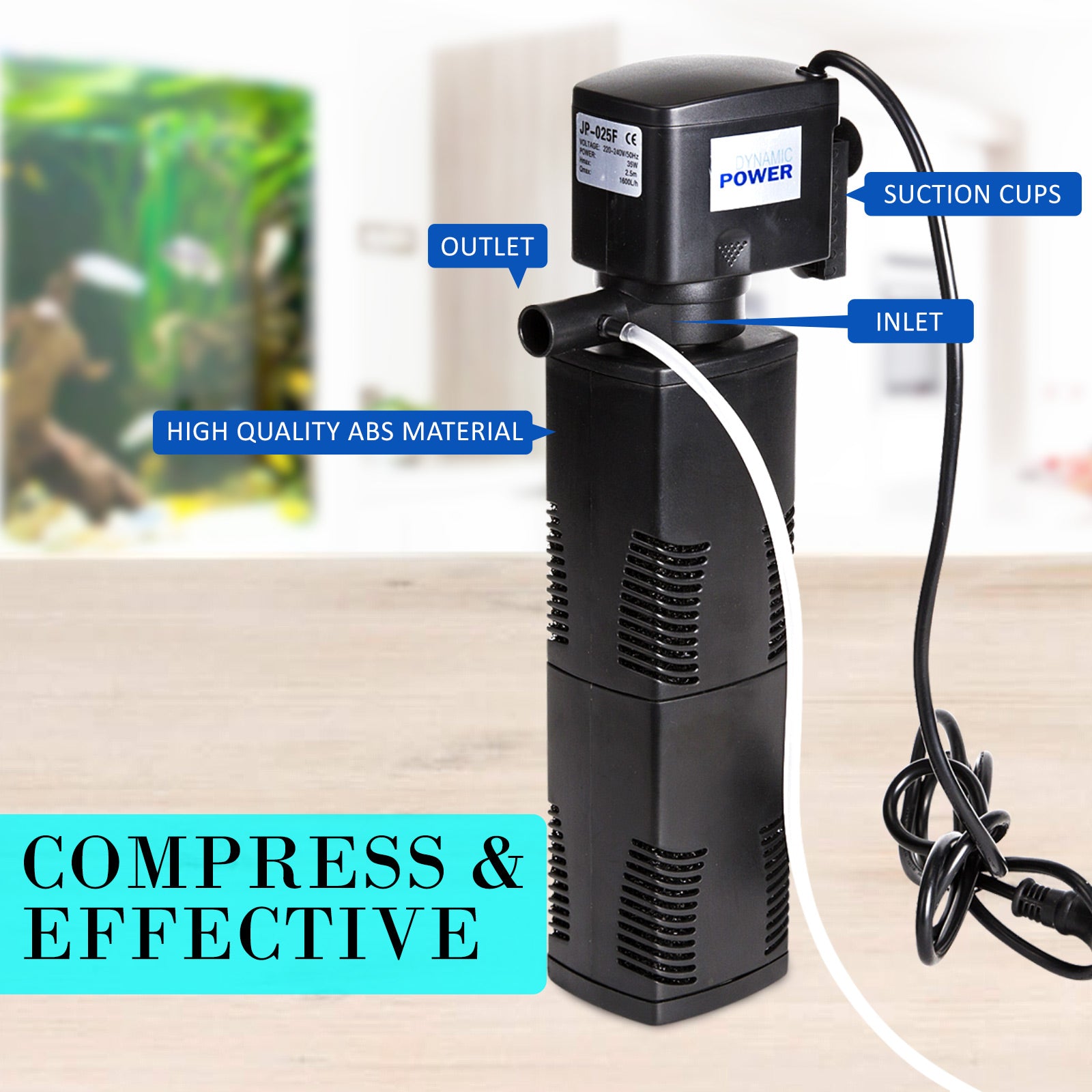 High Efficiency Aquarium Submersible Filter Pump 1600L/H, Dynamic Power