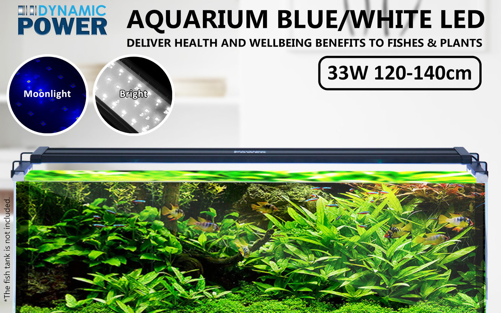 Adjustable Blue White LED Aquarium Light Set for 120-140cm Tank