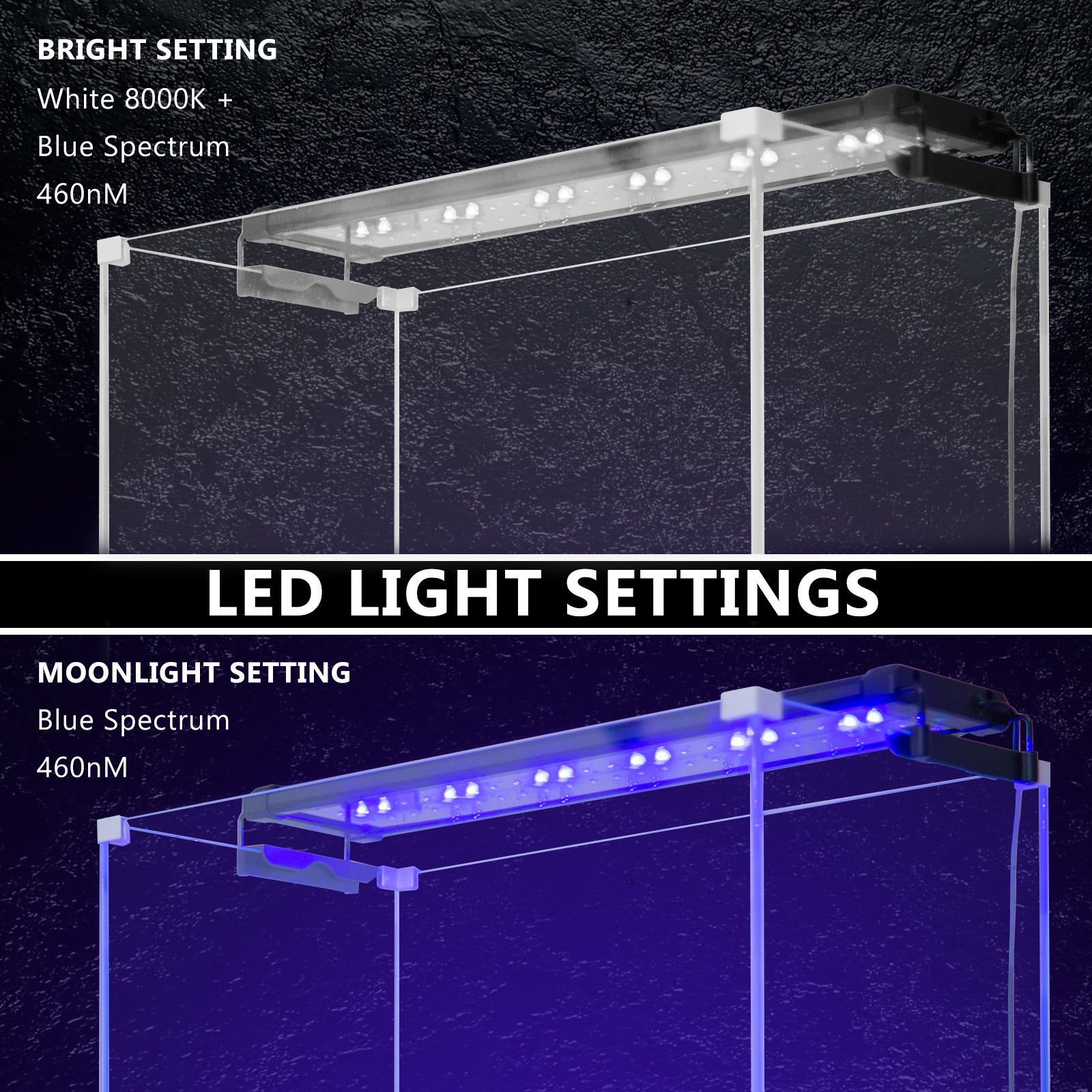 Energy Efficient Aquarium LED Light, 2 Sets, Abs Housing, Dynamic Power