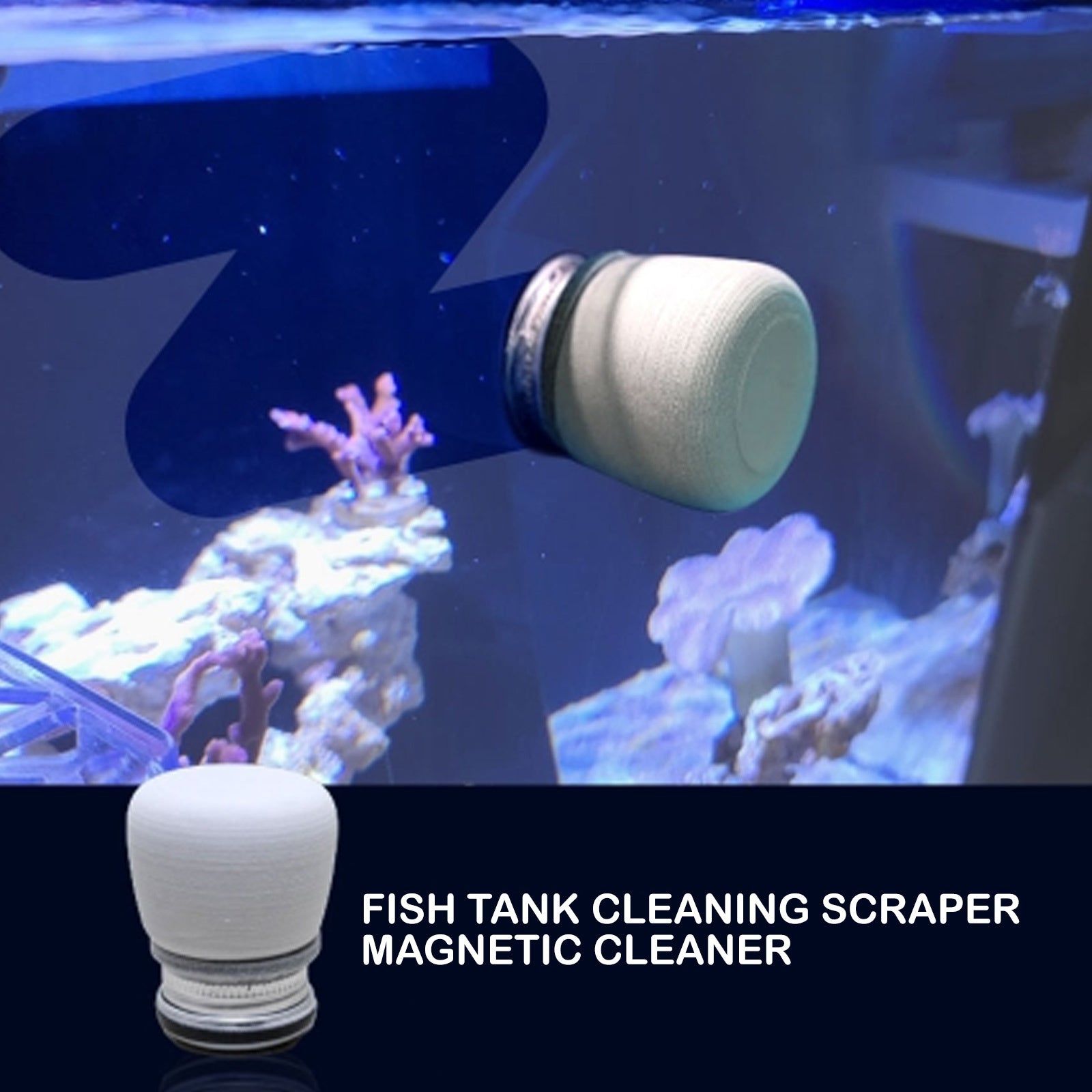 Neodymium Magnetic Fish Tank Cleaner Scraper EVA Handle, Minfactory