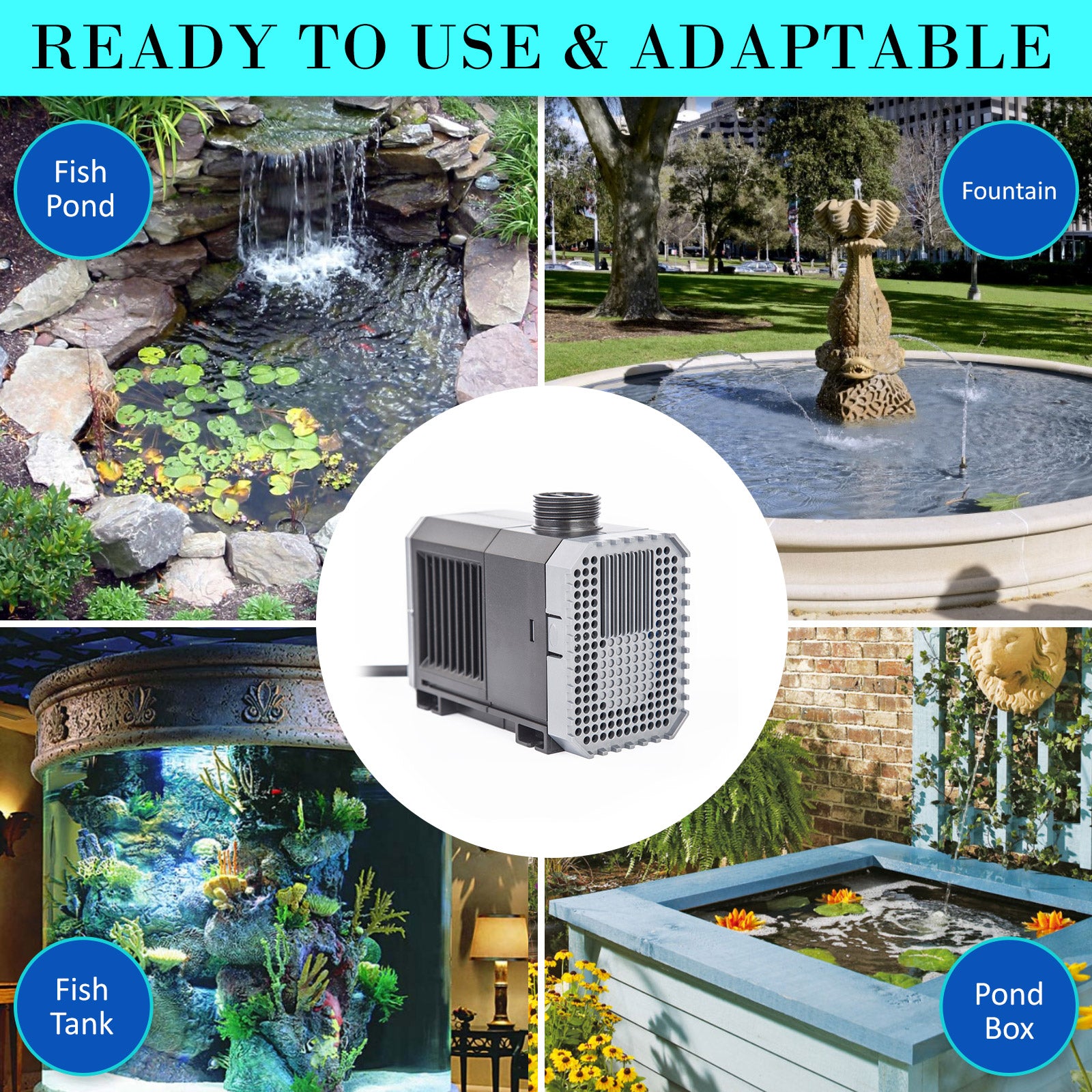 Energy Efficient Submersible Aquarium Water Pump 2500L/H 45W