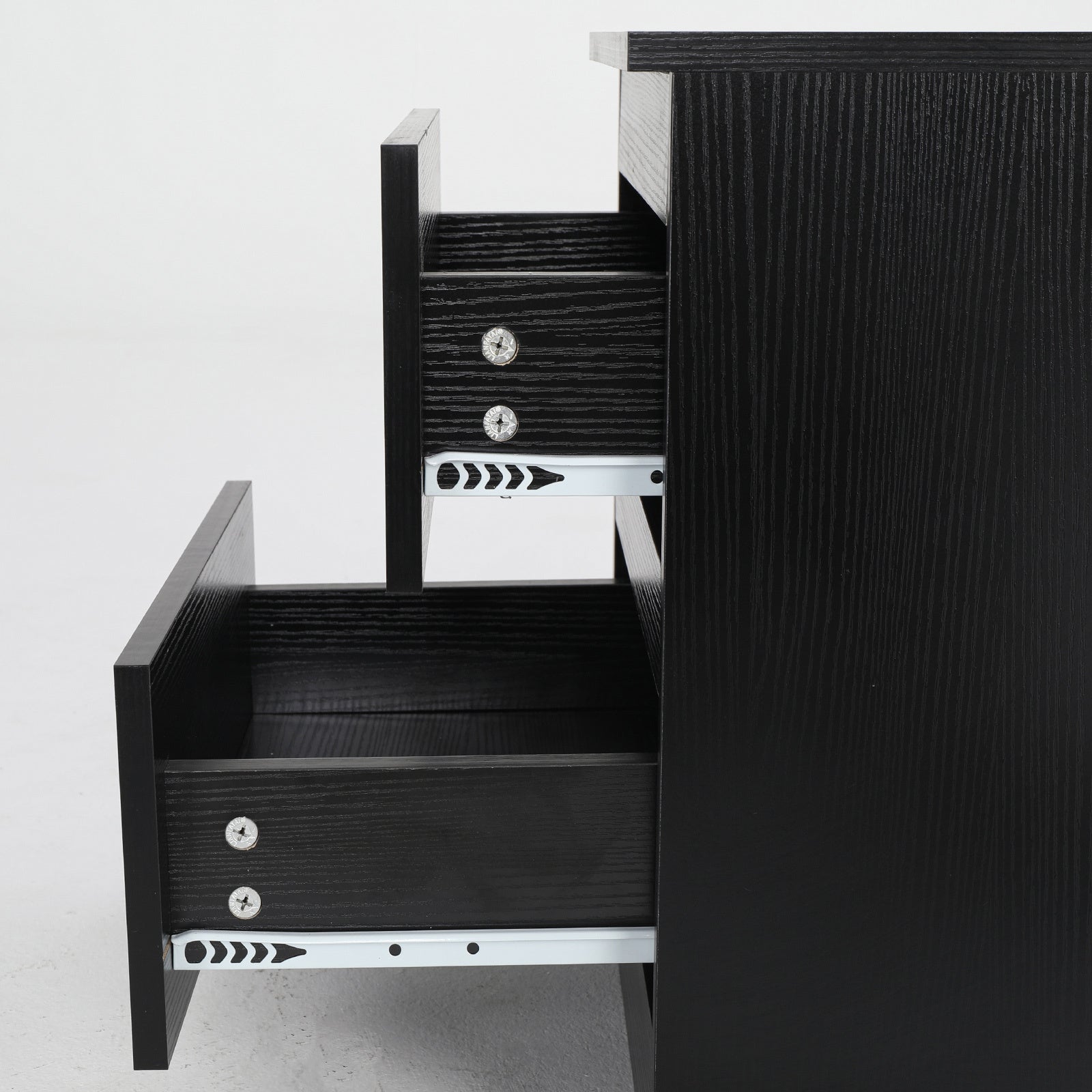 2X Black 2 Drawer Bedside Tables, Smooth Slides, La Bella