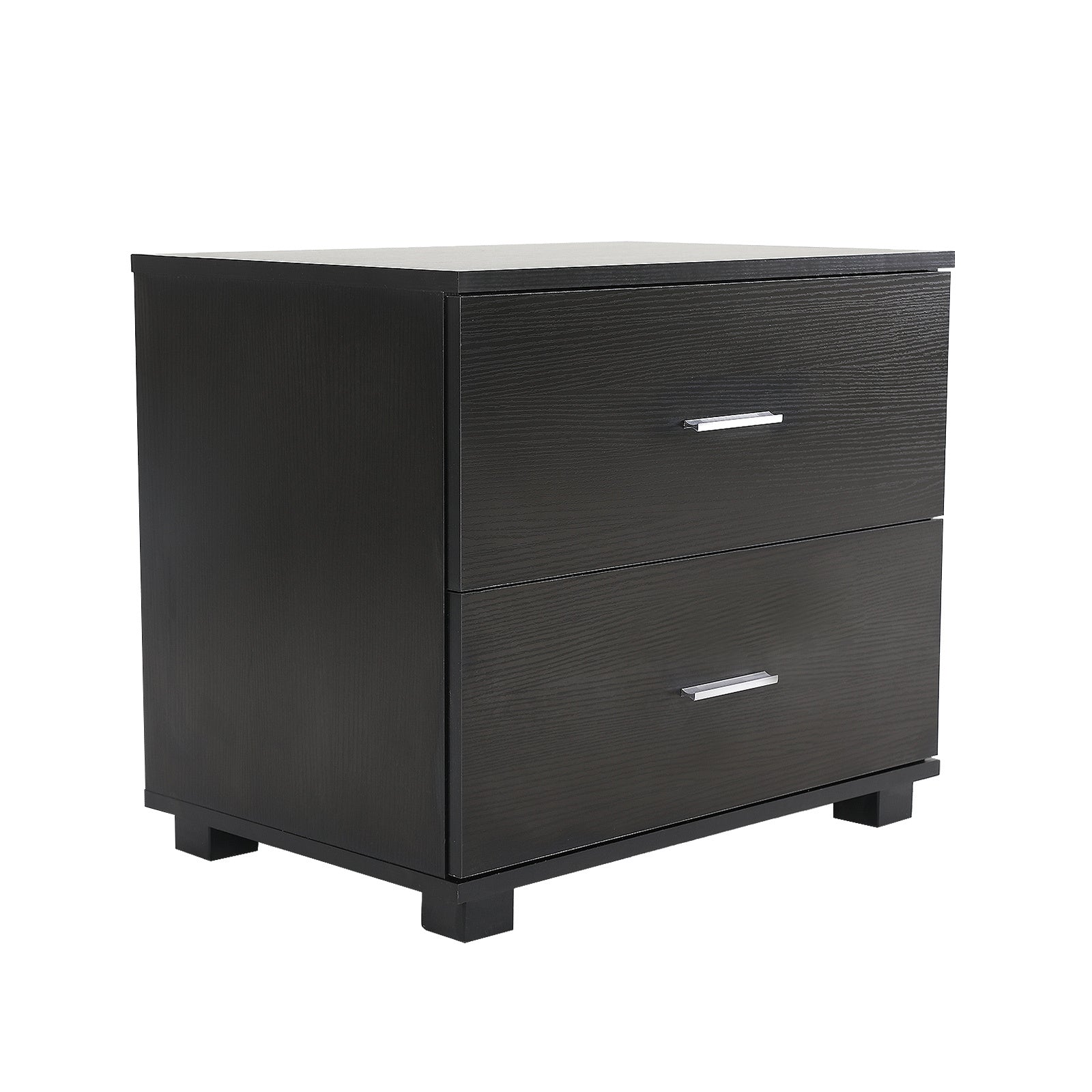 Black 2-Drawer Bedside Table, Melamine Finish - La Bella