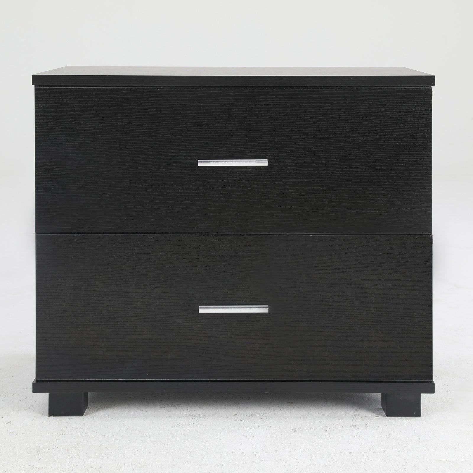 Black 2-Drawer Bedside Table, Melamine Finish - La Bella