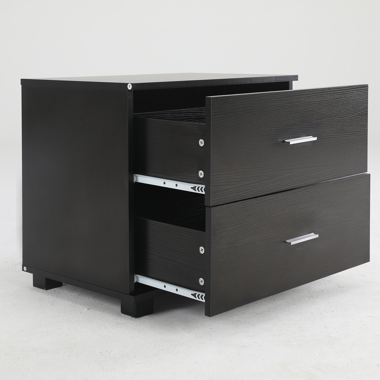 Black 2-Drawer Bedside Table, Melamine Finish - La Bella