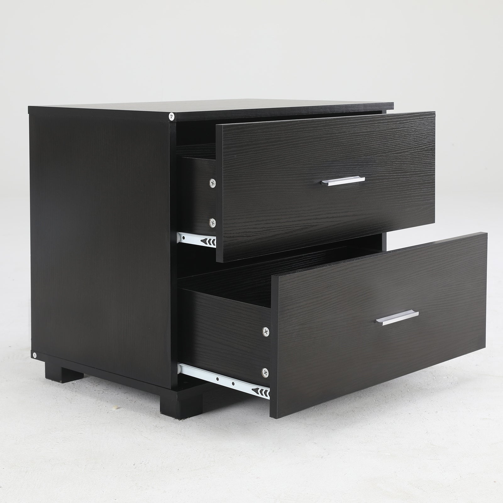 Black 2-Drawer Bedside Table, Melamine Finish - La Bella