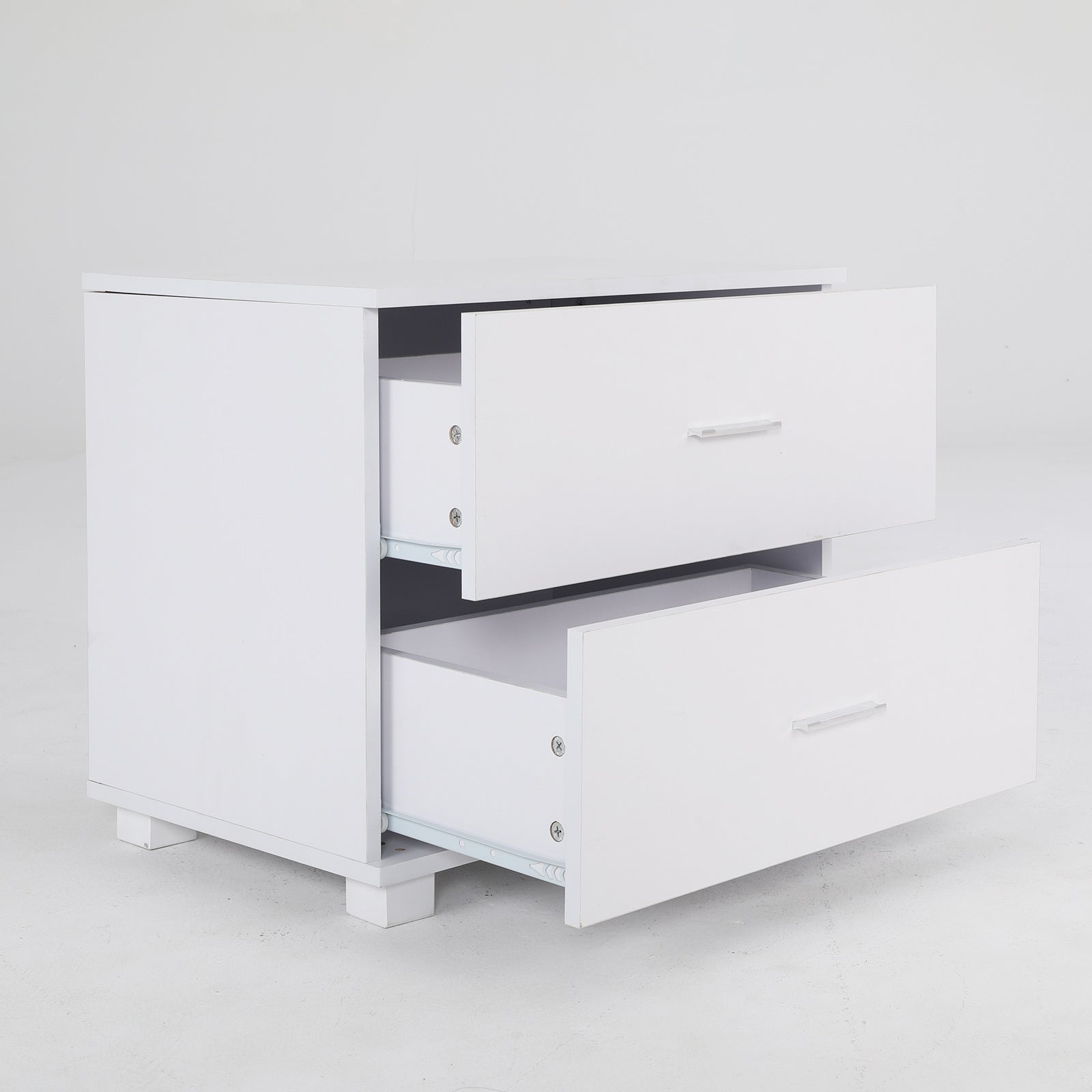 2X White Bedside Tables, 2 Drawers, E1 MDF, Anti-Rust La Bella