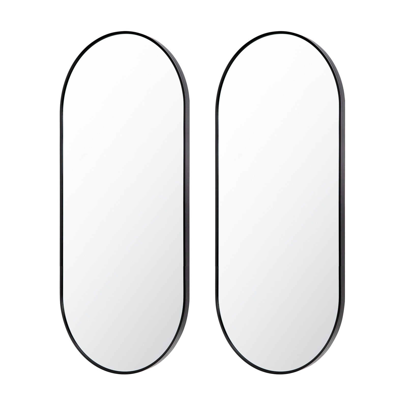 Oval Waterproof Wall Mirrors 45x100cm Set of 2 Aluminum Frame