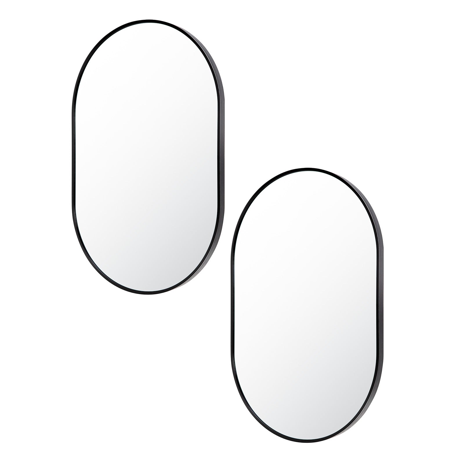 2 Set Oval Wall Mirror Waterproof Aluminum Frame 50x75cm