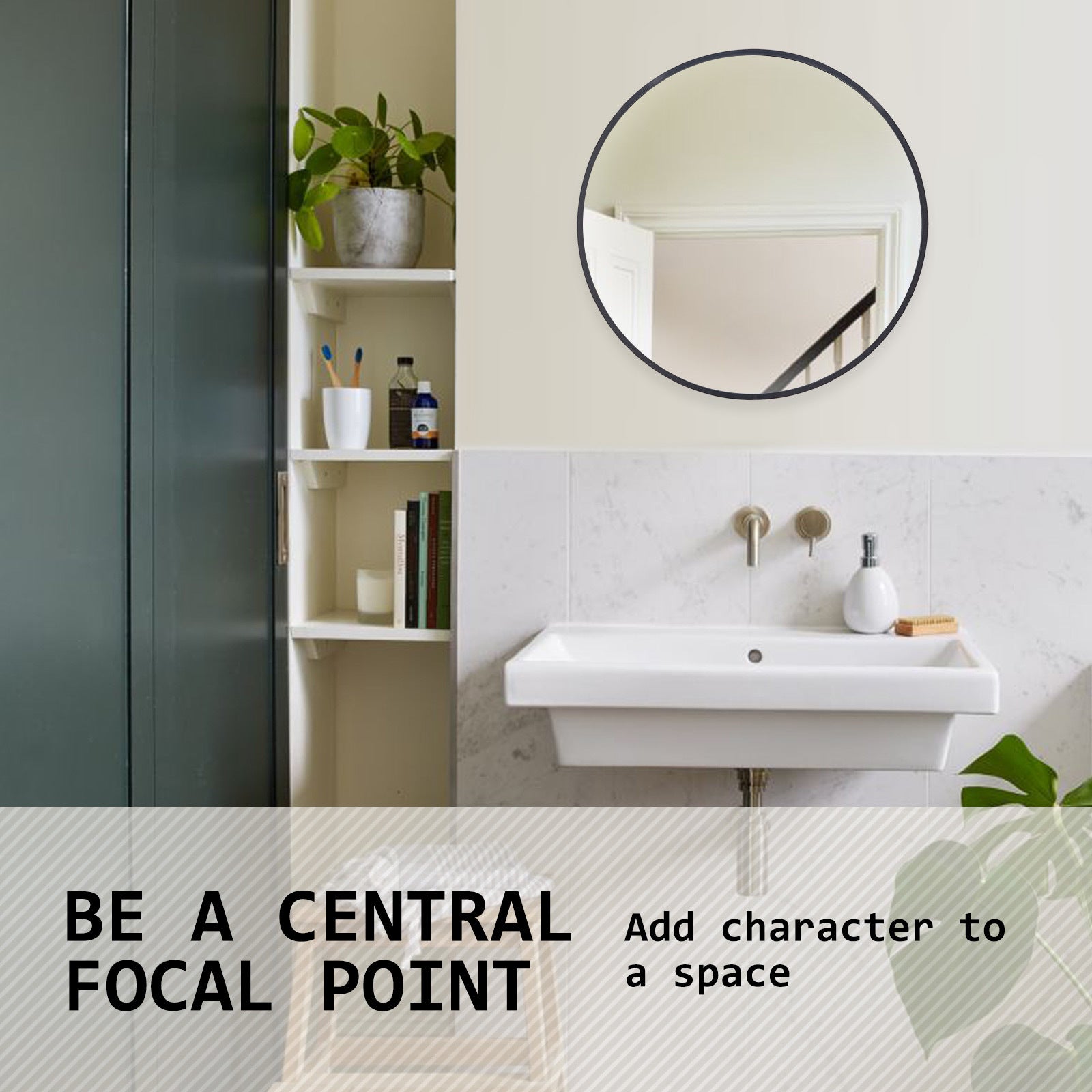 Round Wall Mirror 50cm Alu Frame for Bathroom - La Bella