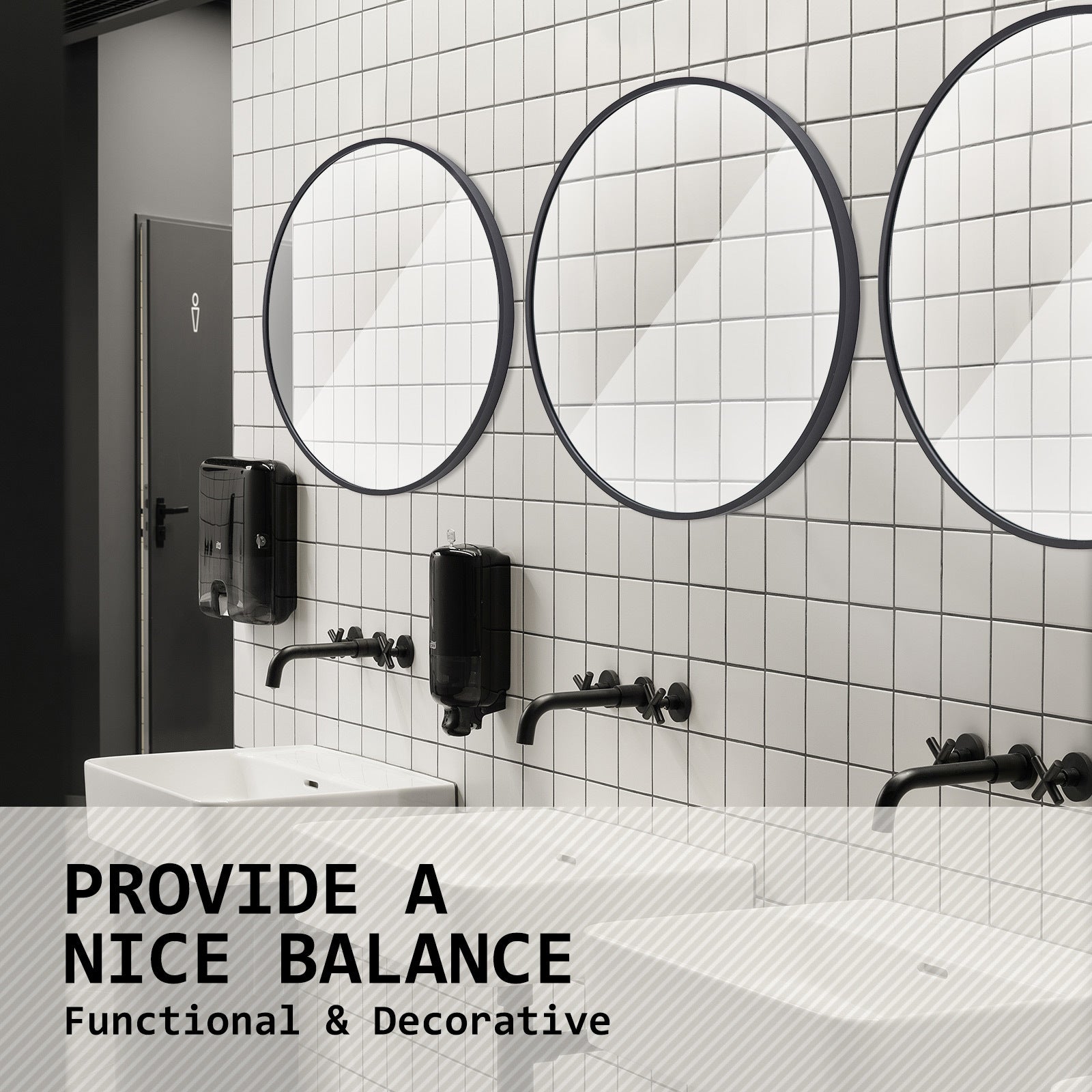 Round Wall Mirror 50cm Alu Frame for Bathroom - La Bella