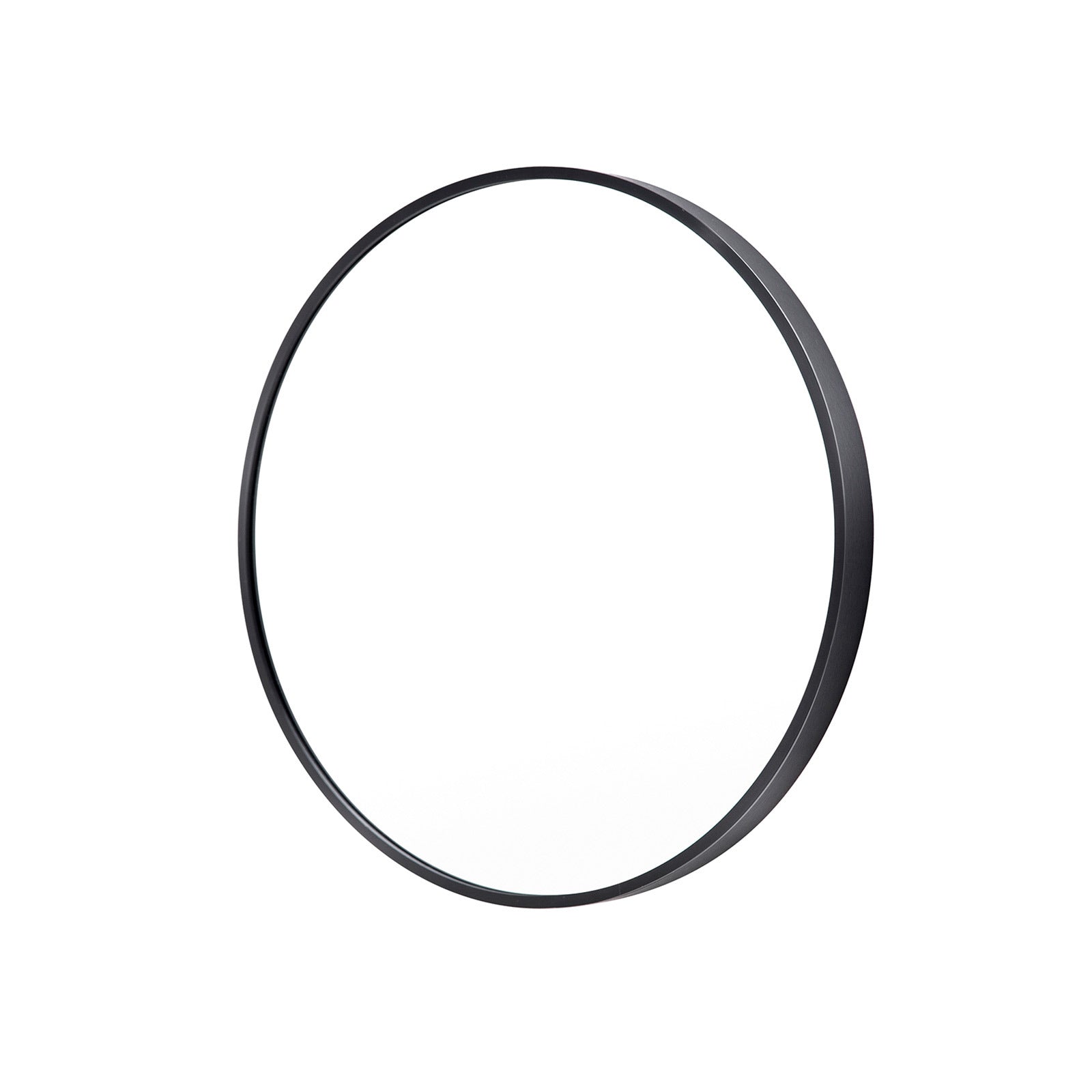 Wall Mirror Round Aluminum Frame Bathroom 60cm BLACK