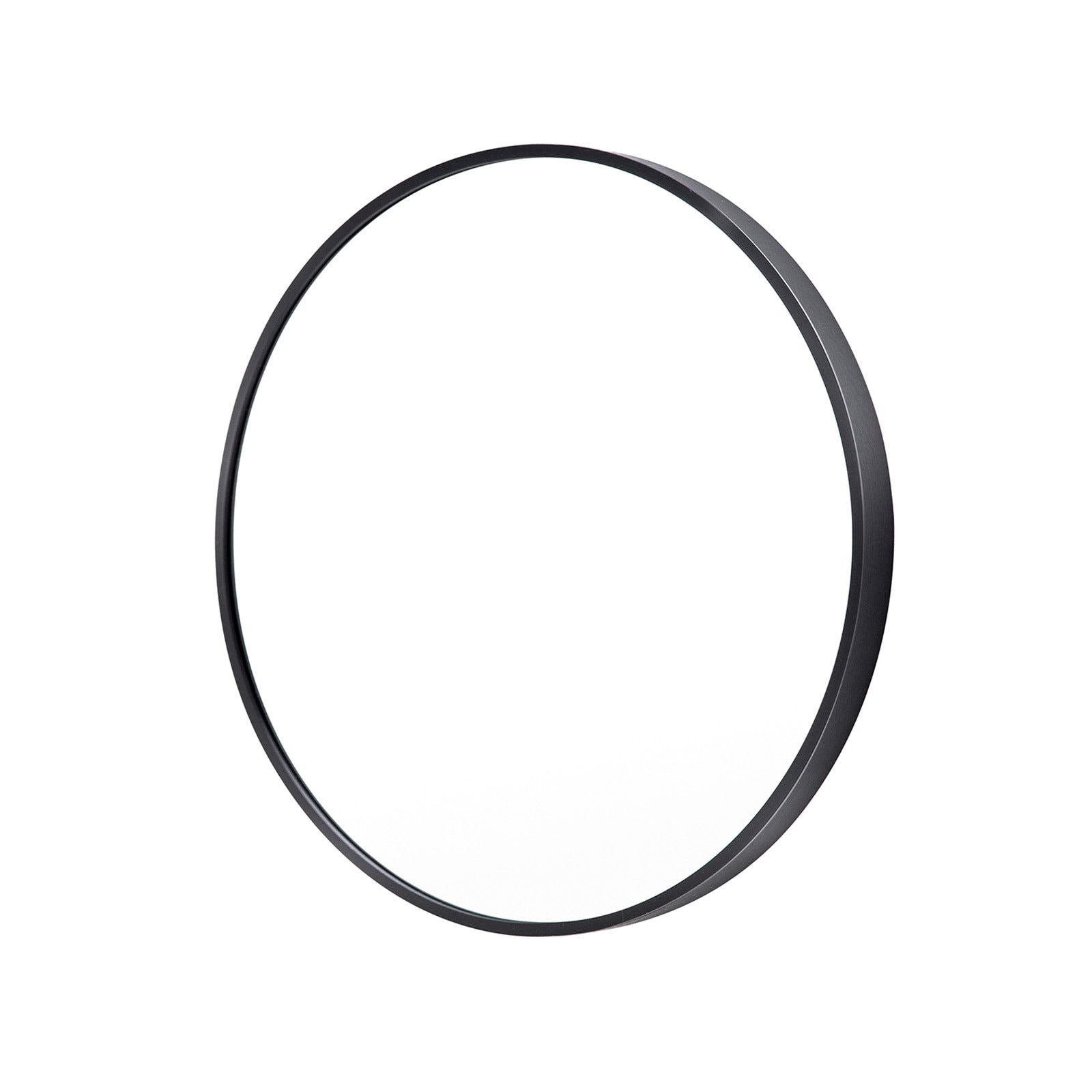 Modern Round 70cm Wall Mirror, Black Aluminum Frame