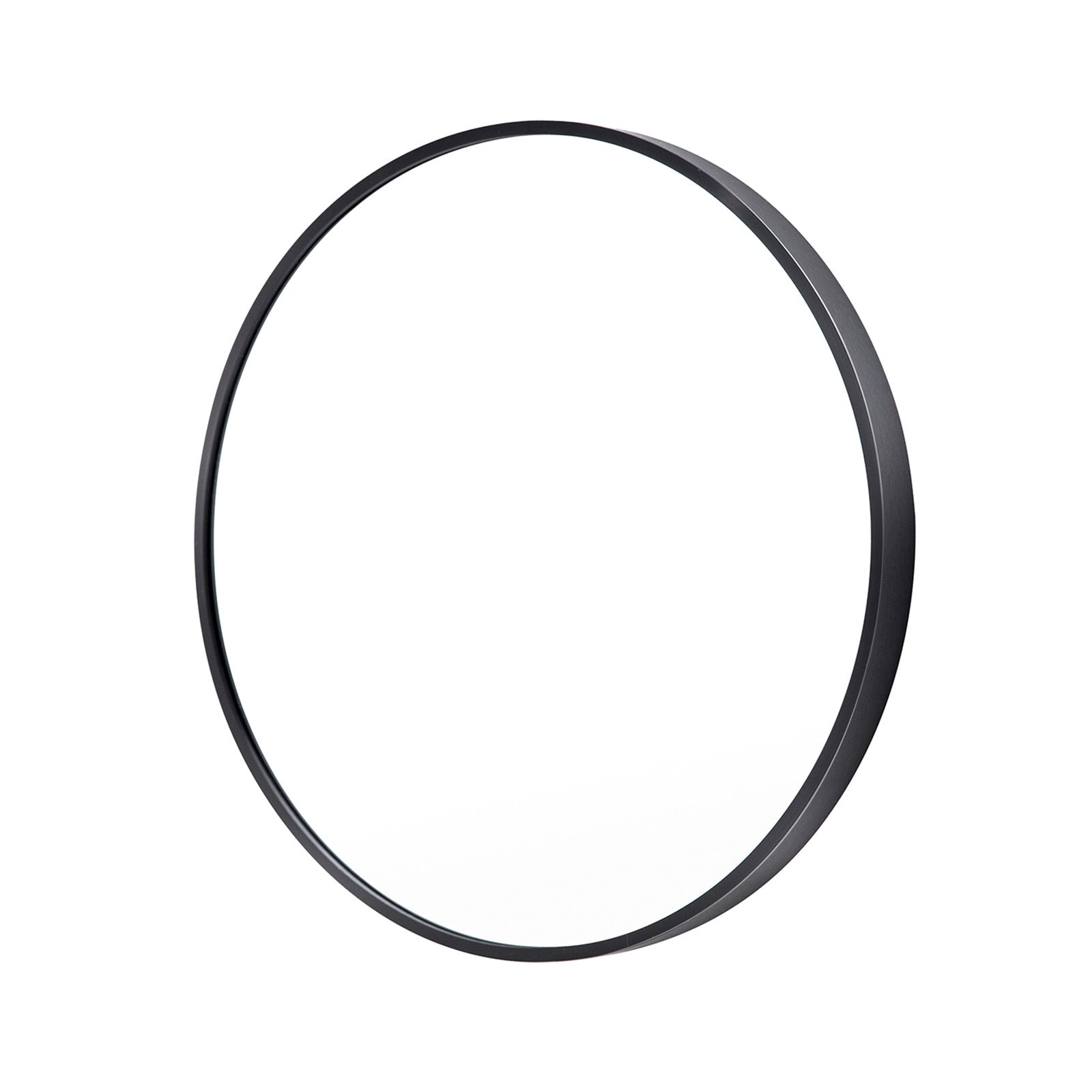 80cm Black Round Wall Mirror, Aluminum Frame, La Bella