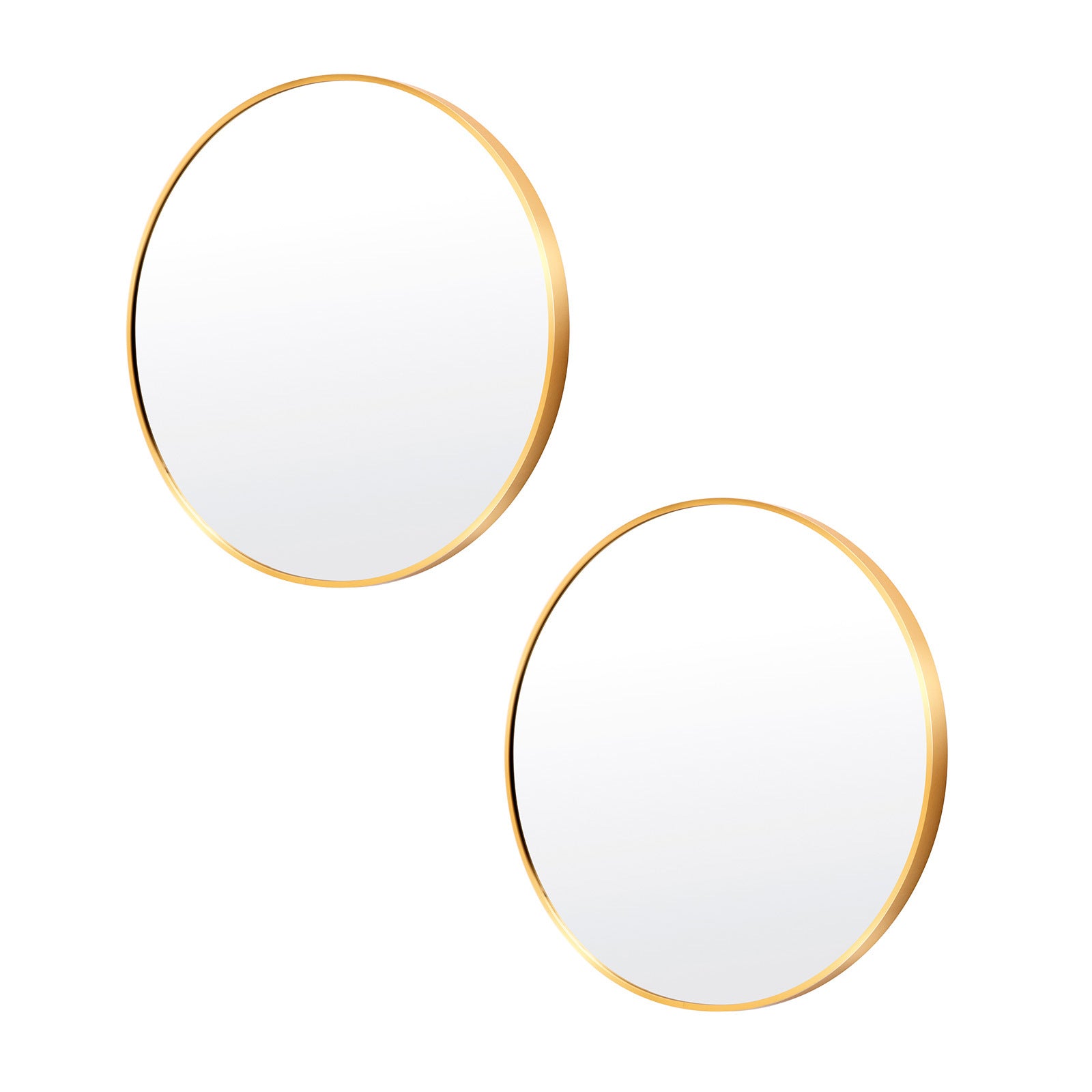 2 Round Wall Mirrors, Aluminum Frame 50cm - La Bella