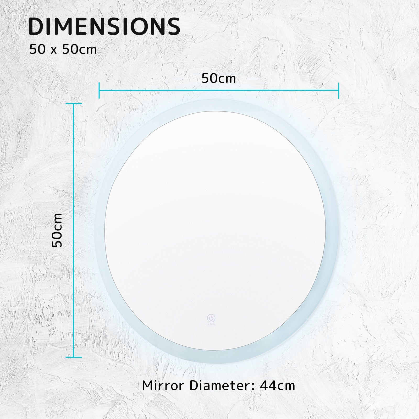 Round Anti-Fog LED Touch Bathroom Mirror 50cm La Bella