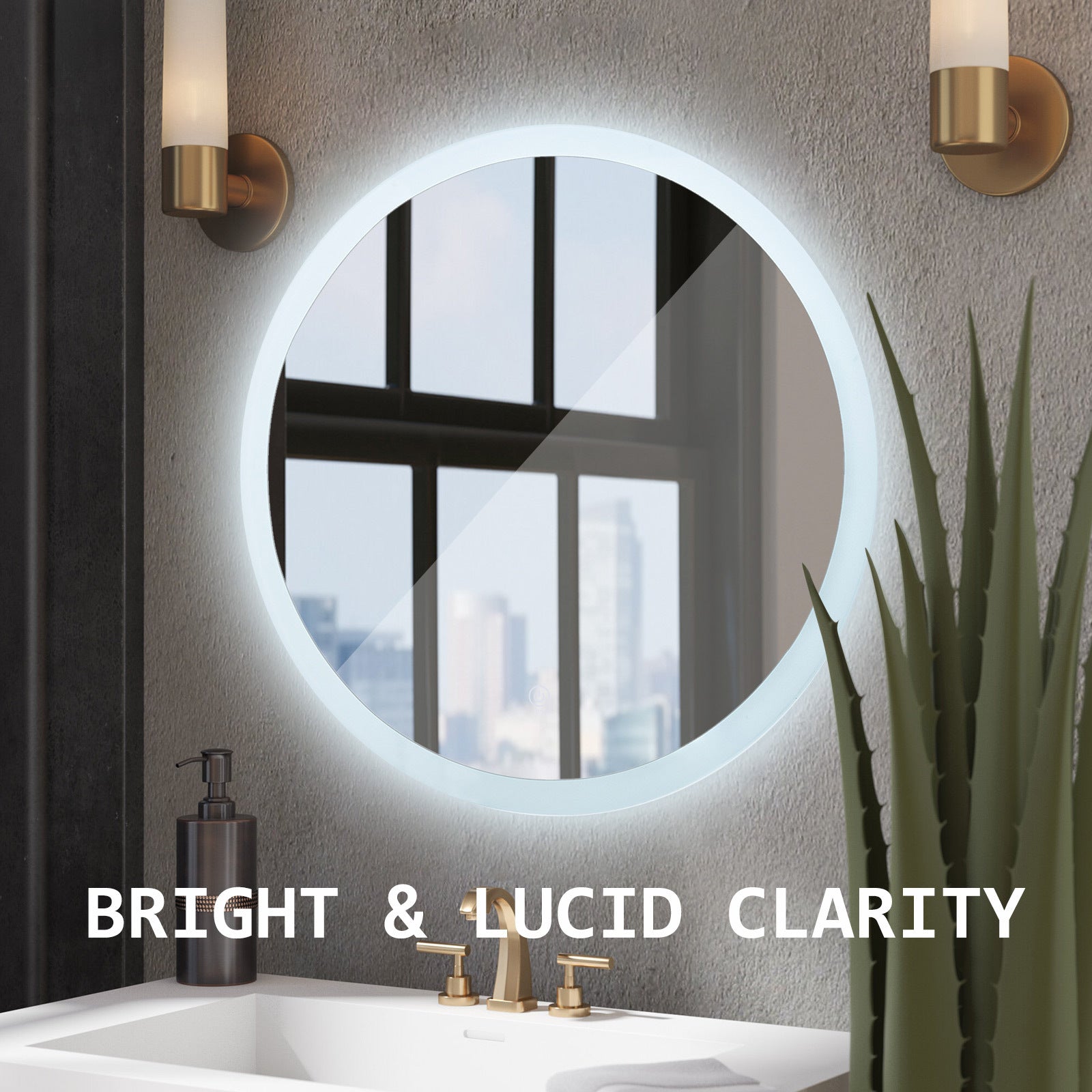 Dual LED Anti-Fog Round Wall Mirrors, Touch Switch - La Bella