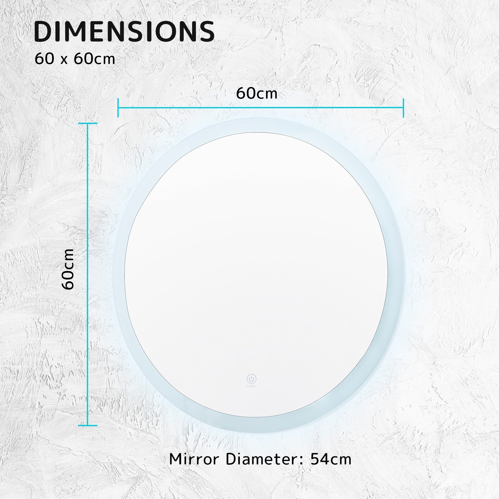 Dual LED Anti-Fog Round Wall Mirrors, Touch Switch - La Bella