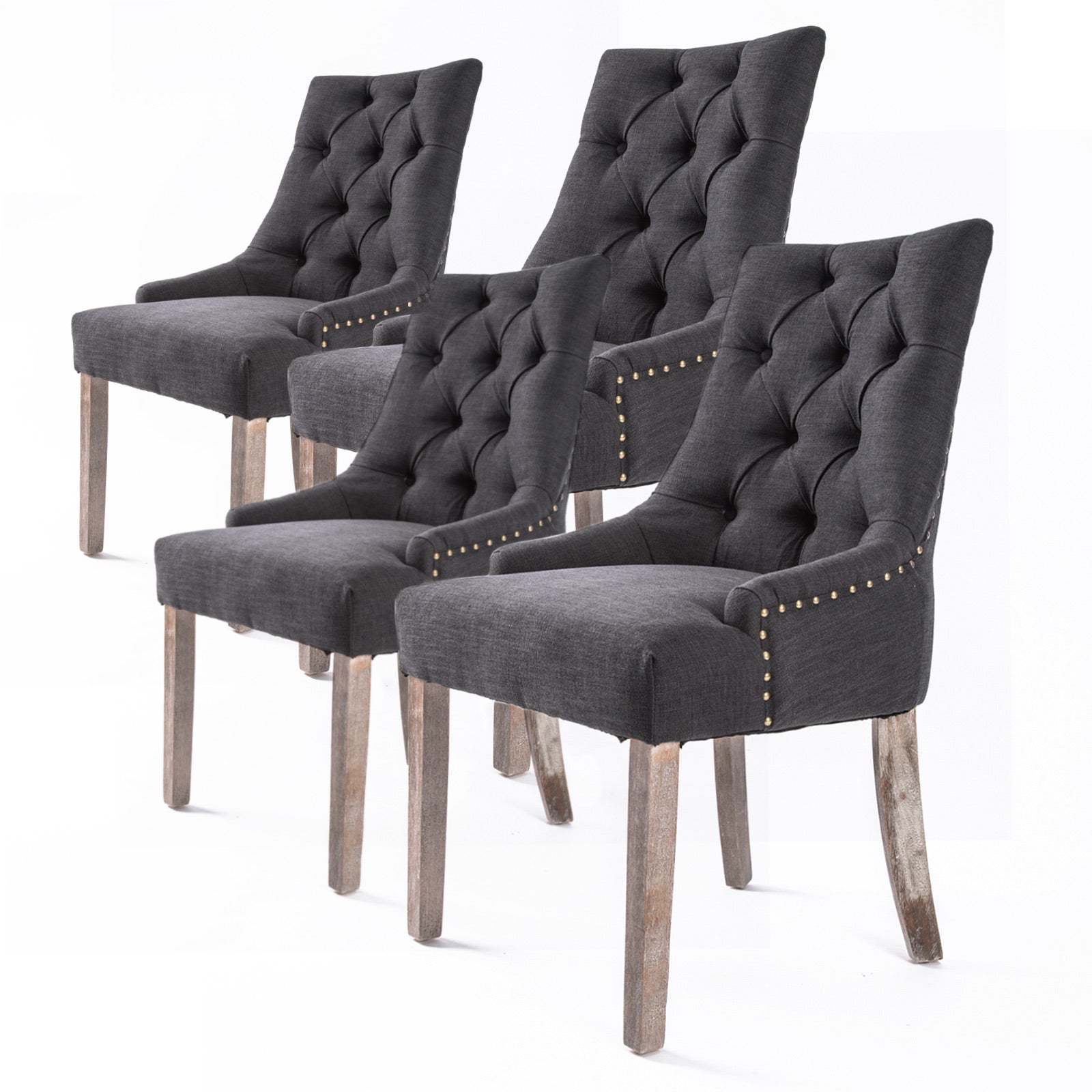 Upholstered French Provincial Dining Chairs, Oak Legs - 4X La Bella