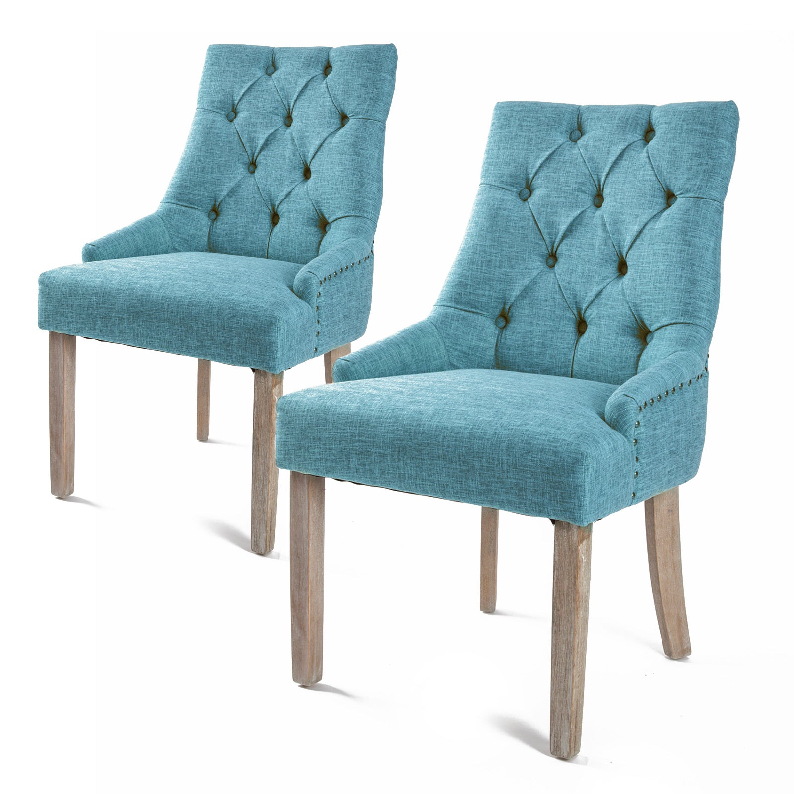 Blue Upholstered French Provincial Dining Chairs, 2X Set, La Bella