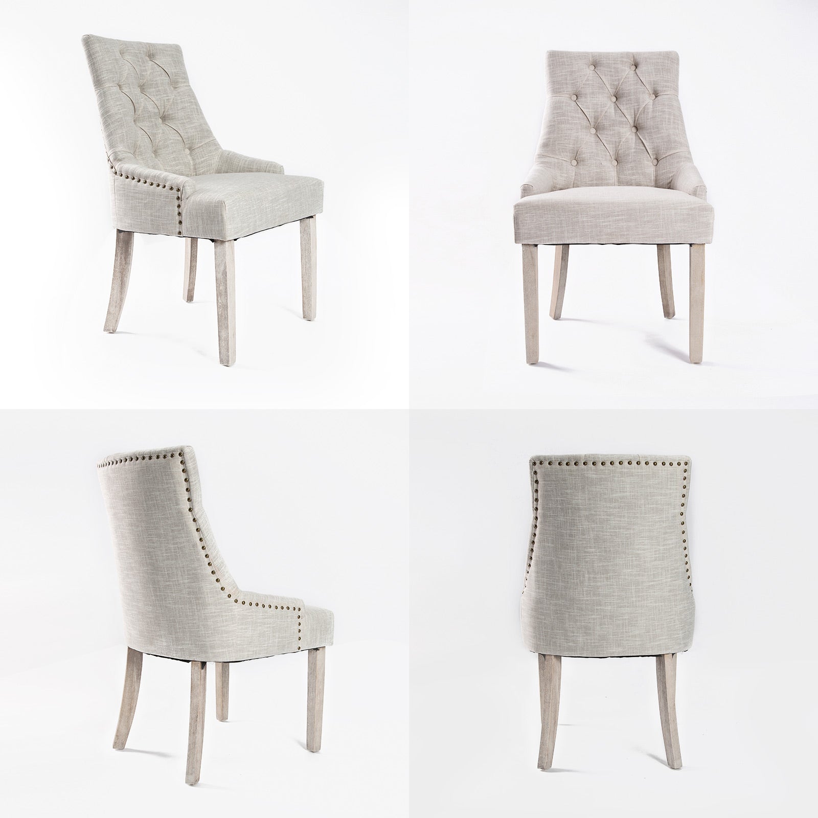 Cream French Provincial Dining Chair, Oak Legs, La Bella