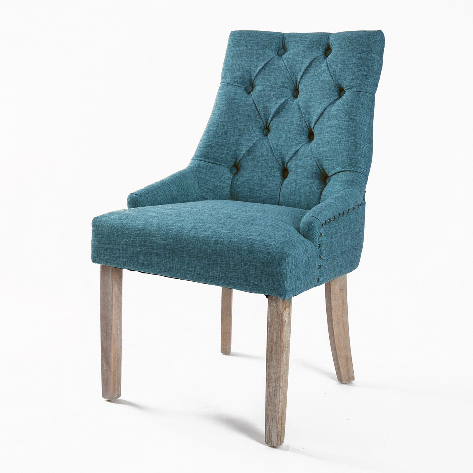 Dark Blue French Provincial Dining Chair with Oak Legs