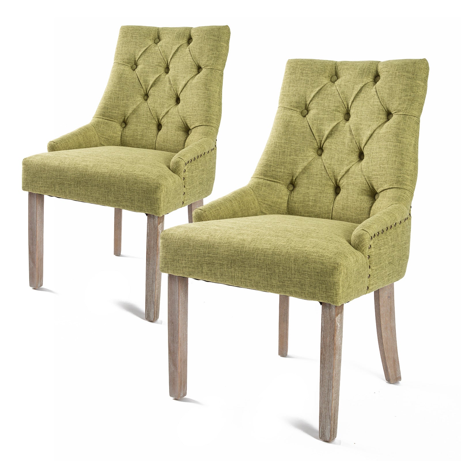 Oak Legs Green French Provincial Dining Chairs Set 2 La Bella