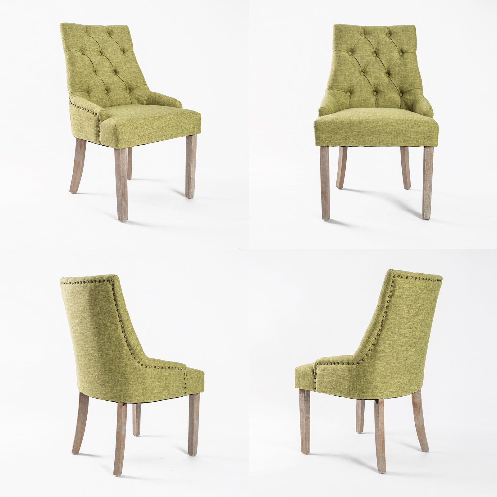 Oak Legs Green French Provincial Dining Chairs Set 2 La Bella