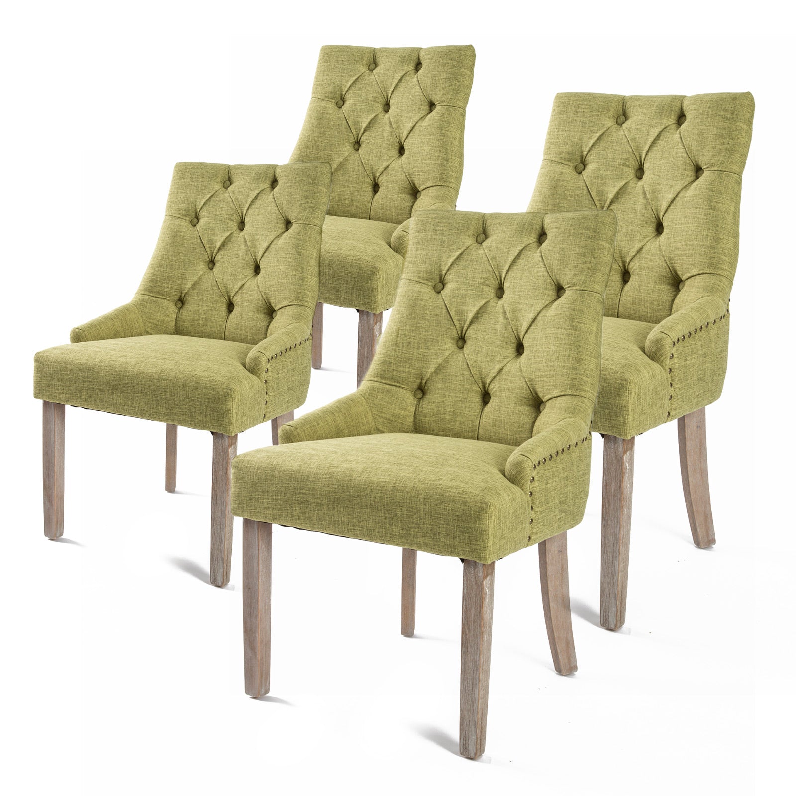 French Provincial Upholstered Dining Chairs Oak Legs Set - La Bella