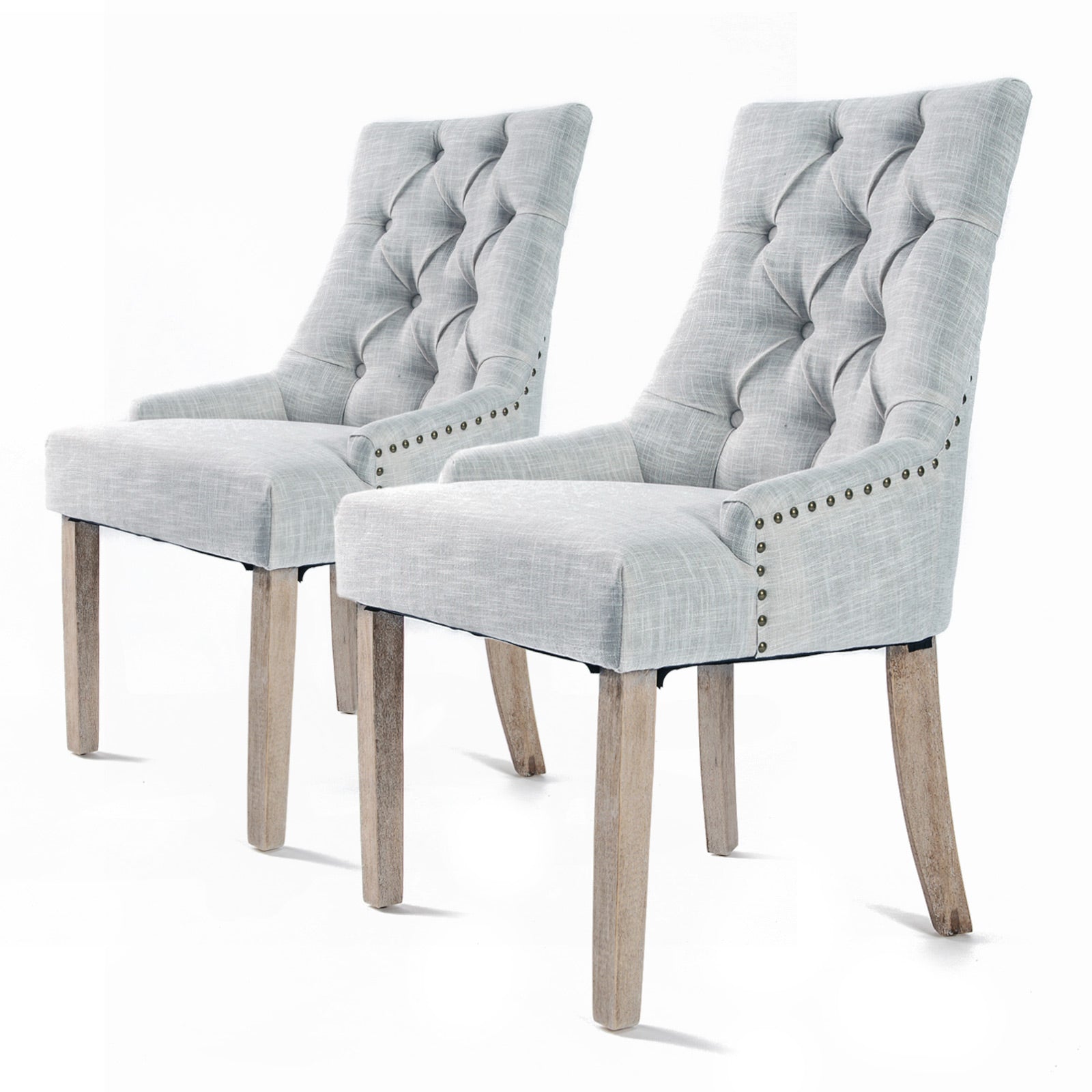 Grey Upholstered French Provincial Dining Chairs Set of 2 La Bella