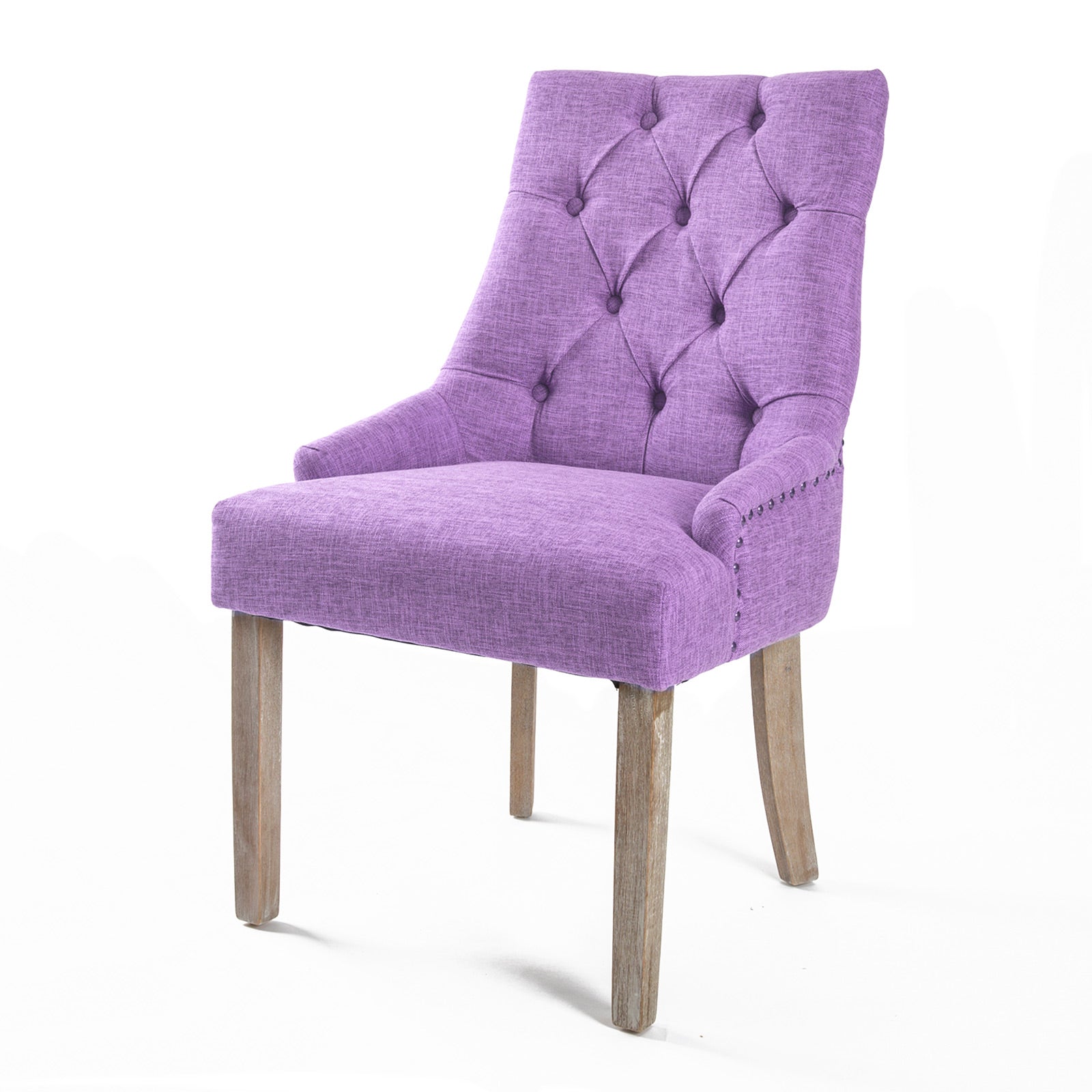 Elegant Violet Upholstered Dining Chair, Oak Legs - La Bella