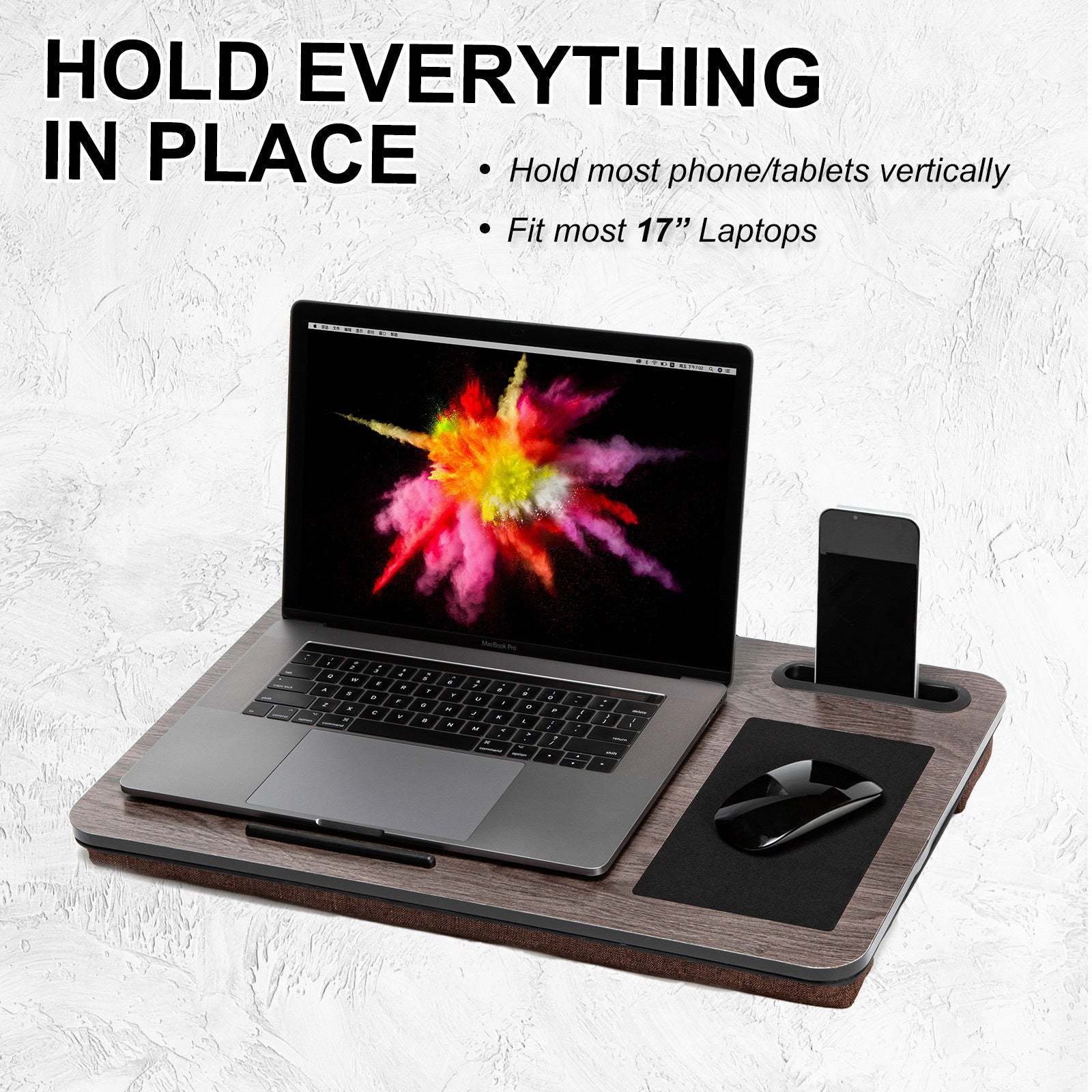 Cushioned Lap Desk Laptop Stand with Mousepad & Slots KANDOKA