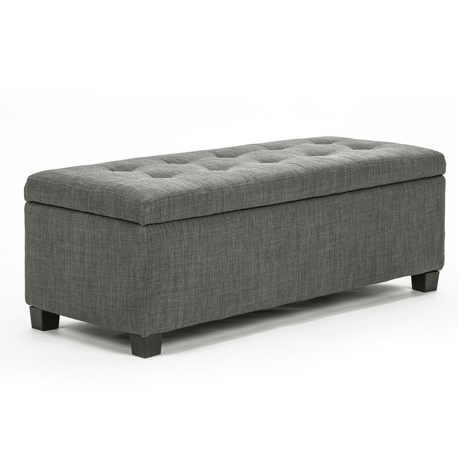 Dark Grey Fabric Storage Ottoman Foot Stool Chest 102cm