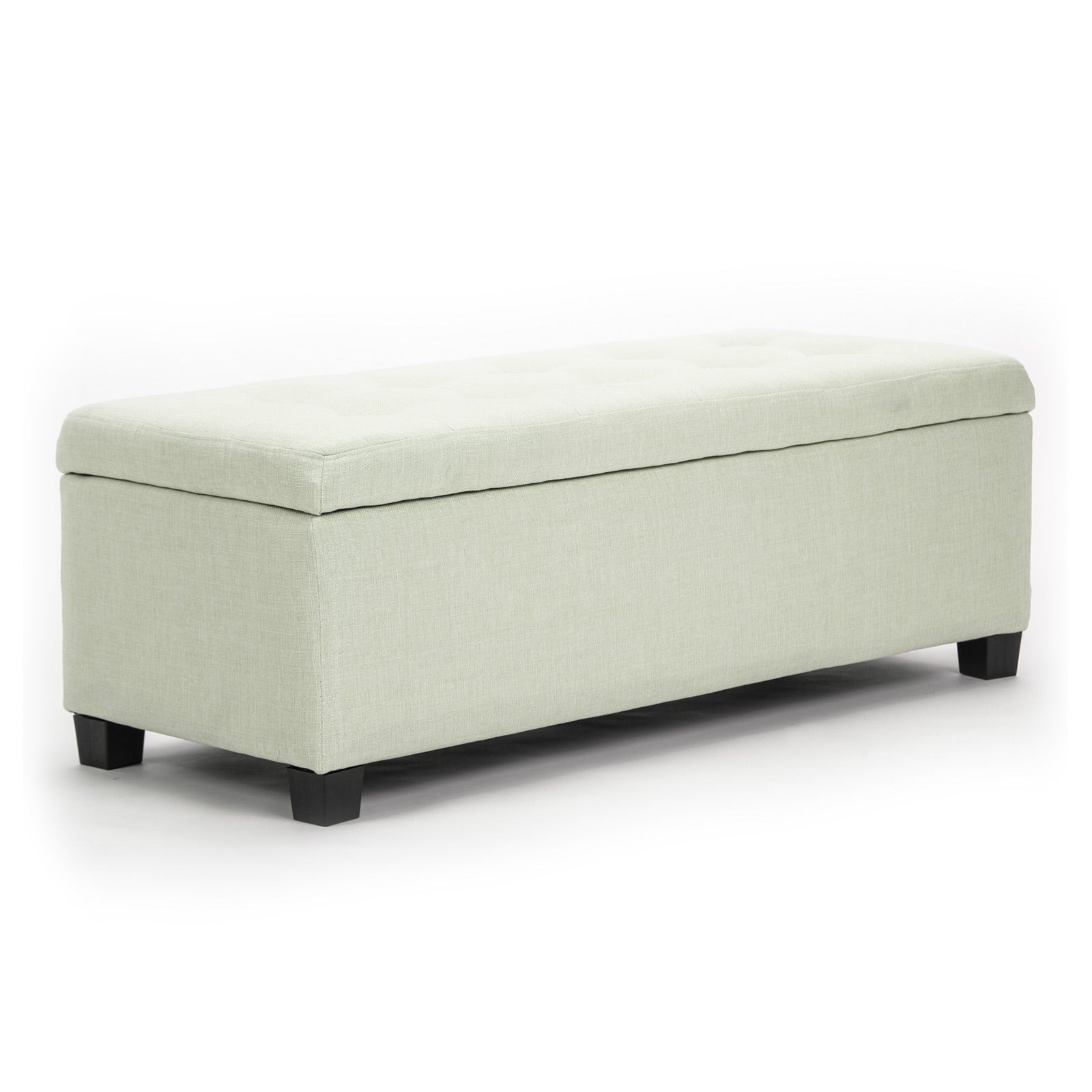 Elegant Faux Linen Storage Ottoman, 102cm, Light Green, La Bella