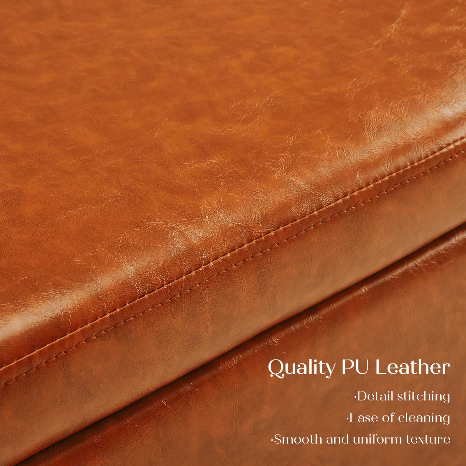 PU Leather Storage Ottoman Bench - Brown, 97cm, La Bella