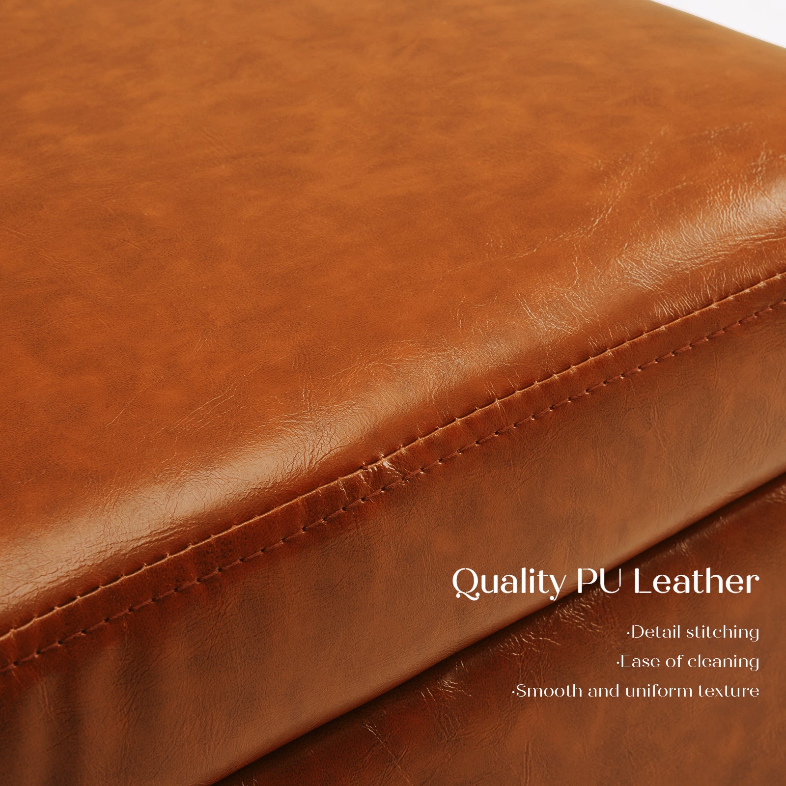 Brown PU Leather Storage Ottoman Set, Foot Stool with Cushion