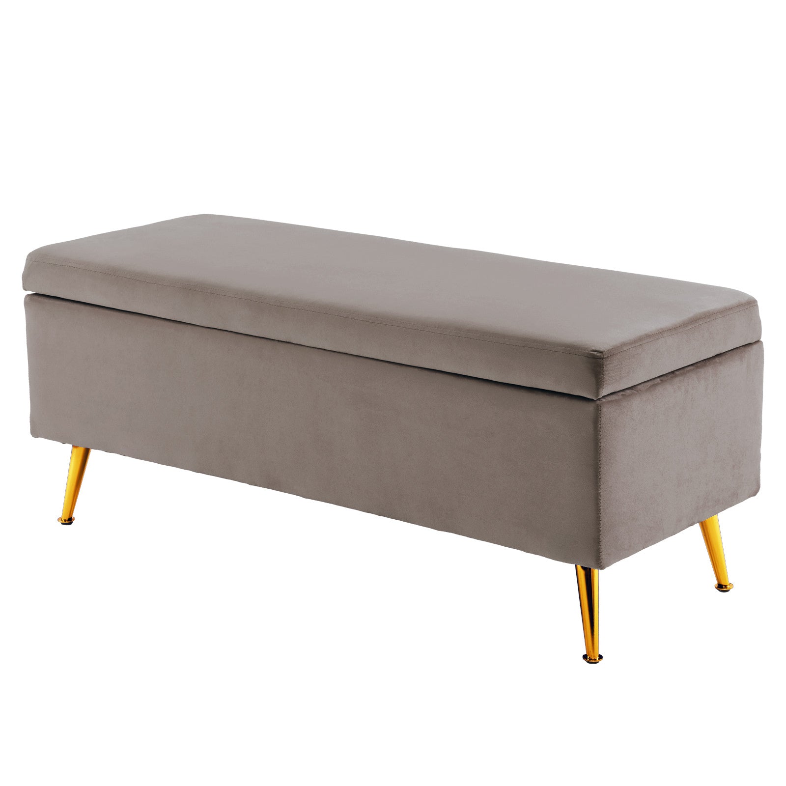 Elegant Velvet Storage Ottoman Bench Seat 110cm Grey - La Bella