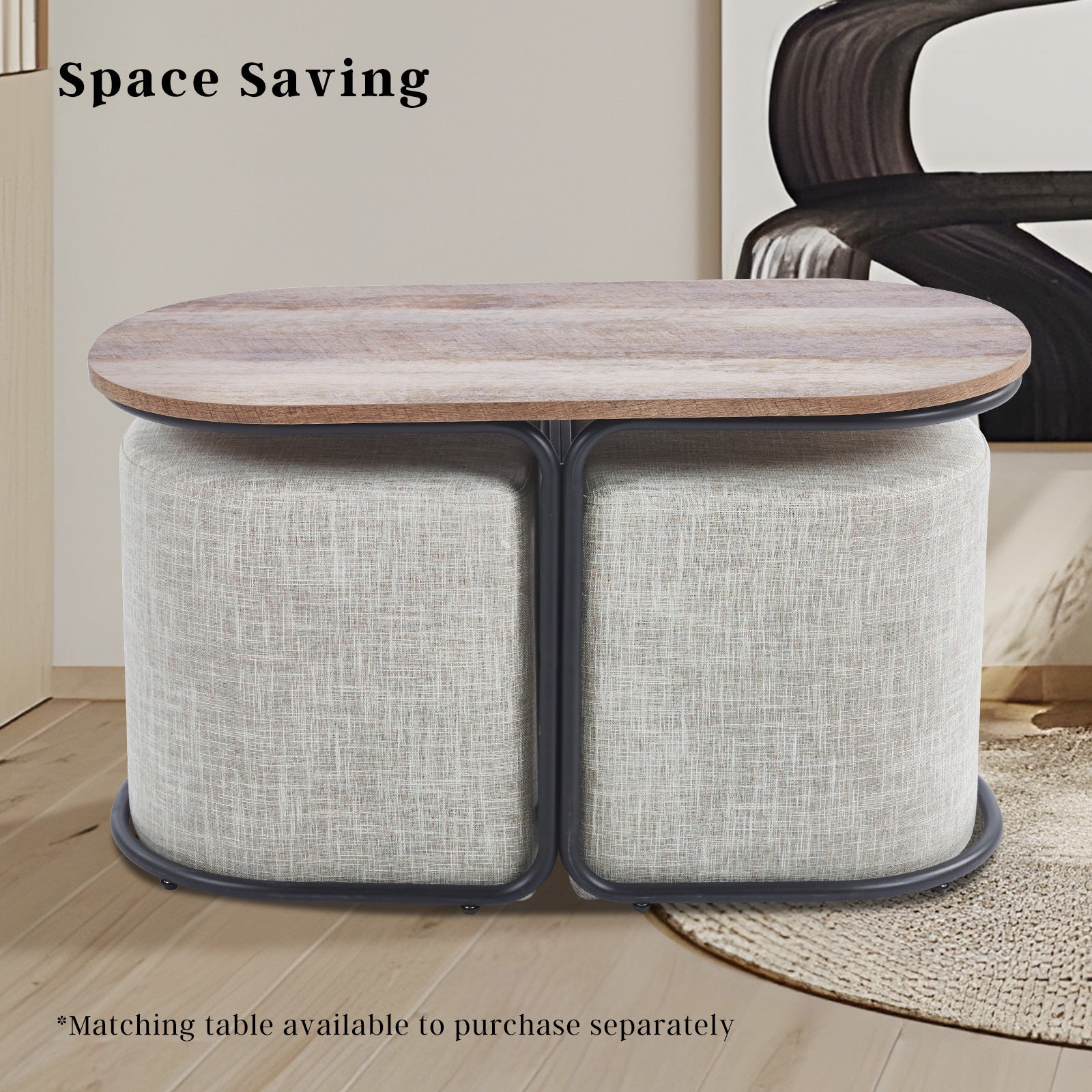 Linen Fabric Ottoman Stools, Anti-Scratch, 2X Set - La Bella