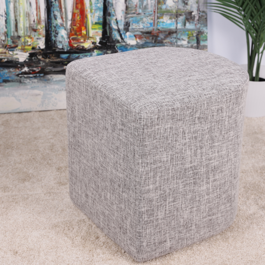 Dark Grey Linen Fabric Ottoman Stool, Anti-Scratch, 150kg - La Bella