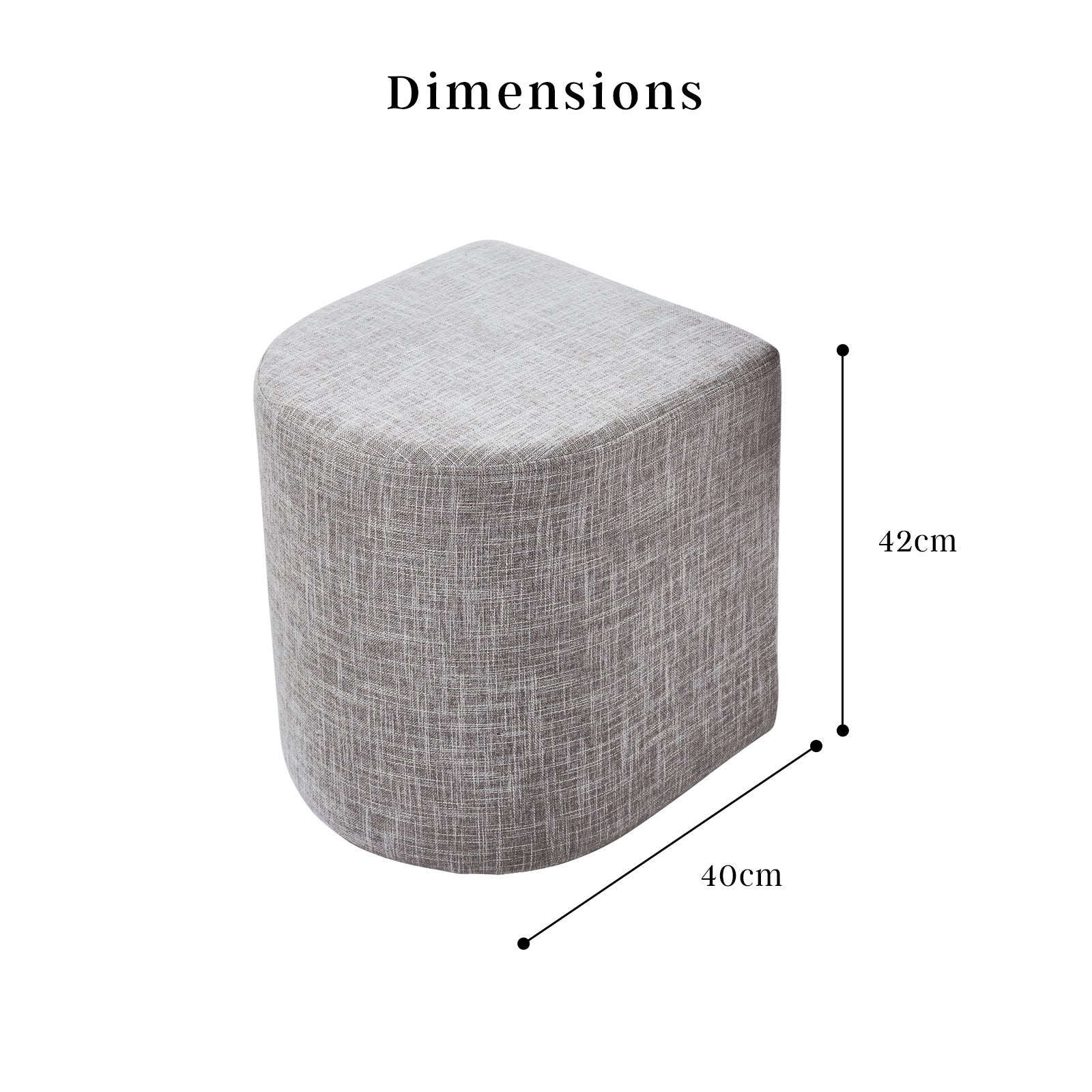 Dark Grey Linen Fabric Ottoman Stool, Anti-Scratch, 150kg - La Bella