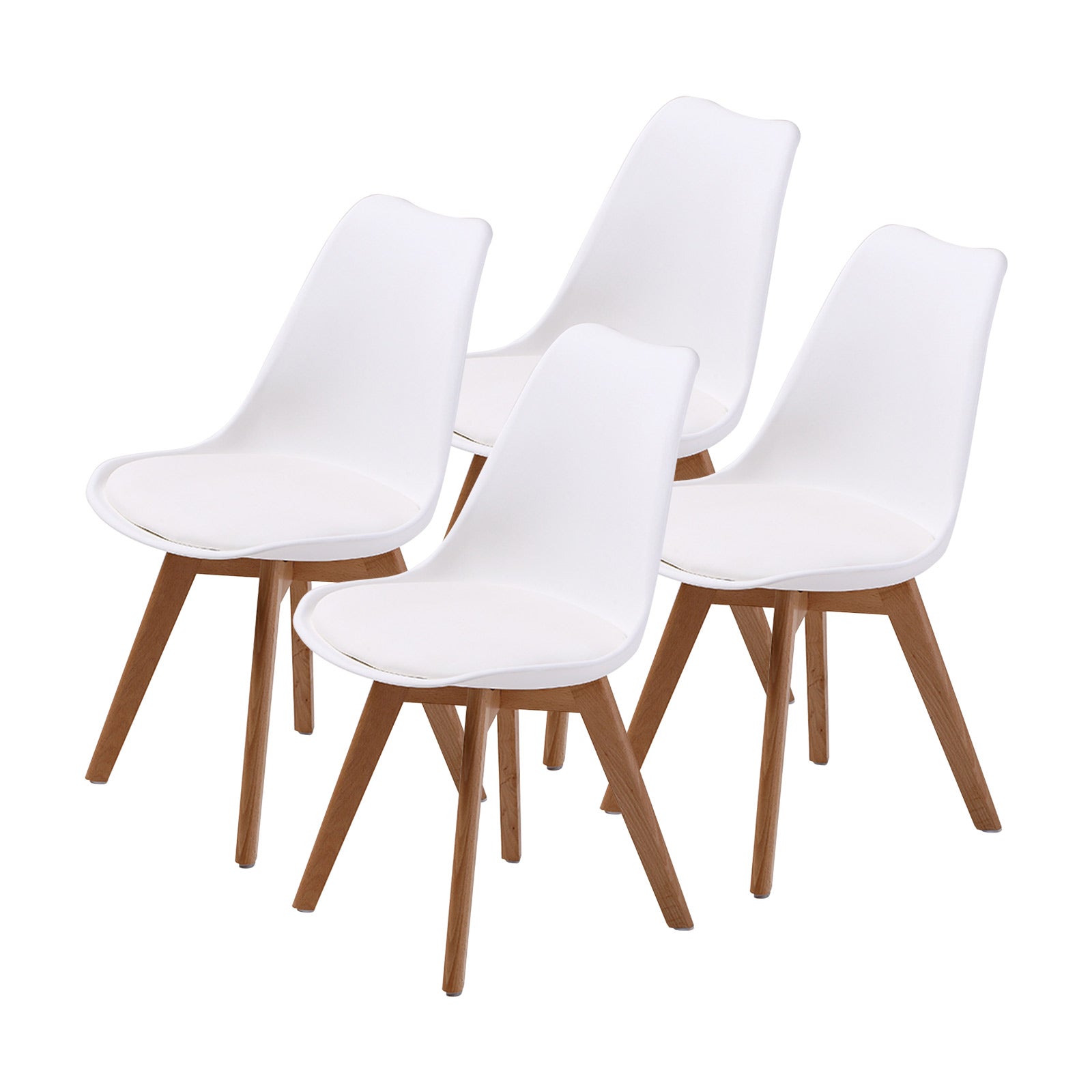 4X Retro PU Leather Cafe Dining Chairs with Beech Legs