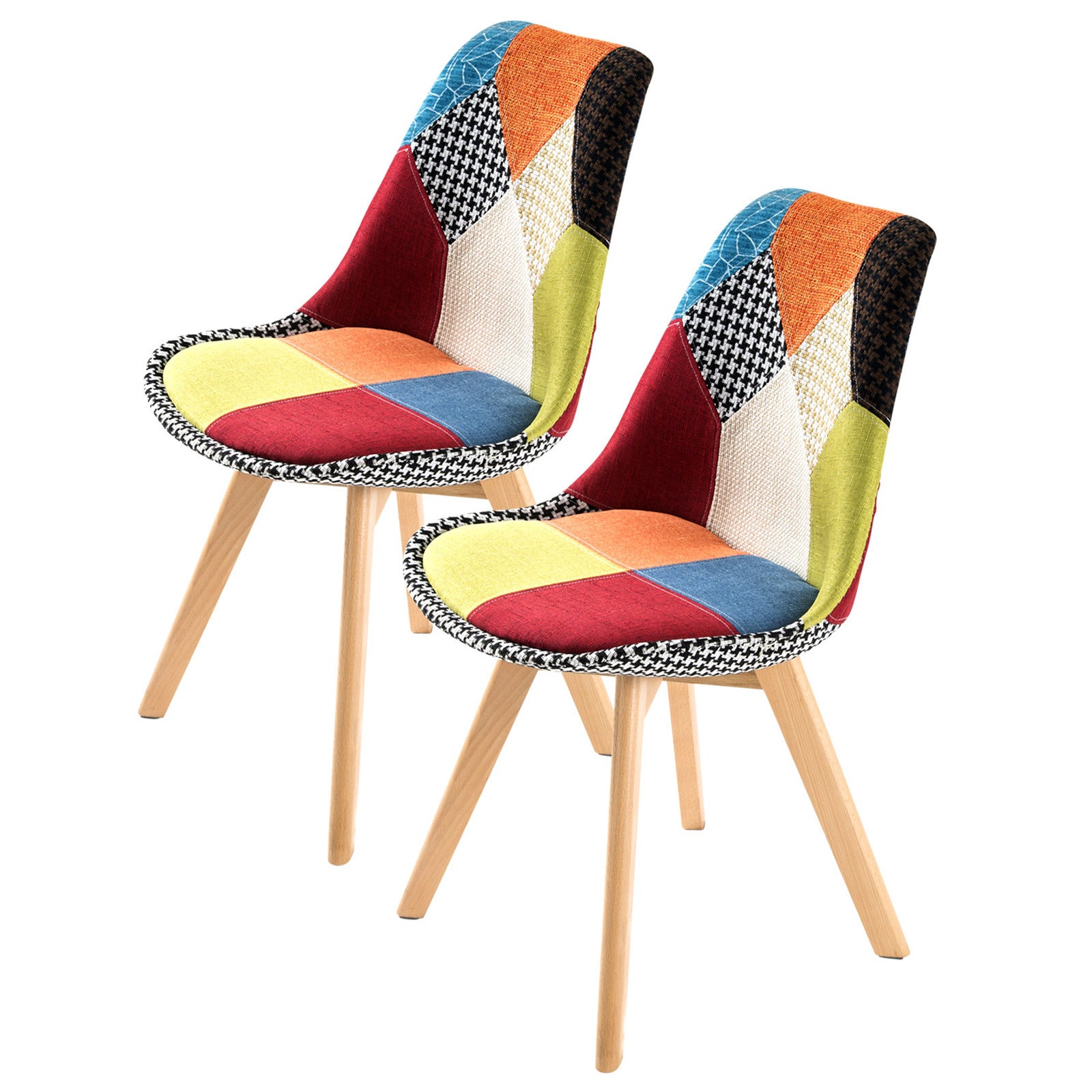 Retro Padded Dining Chairs Set with Beech Legs - La Bella