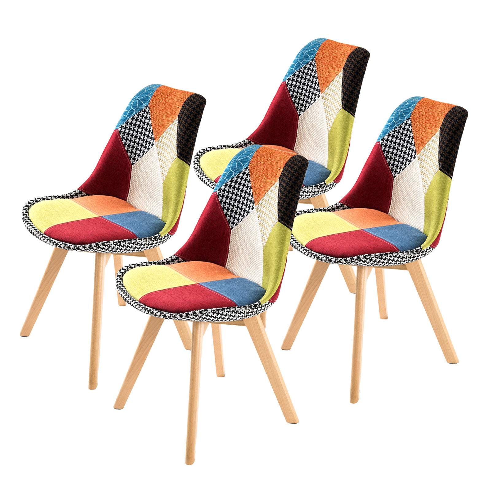 Multi Colour Padded Fabric Dining Chairs, 4X Set, La Bella