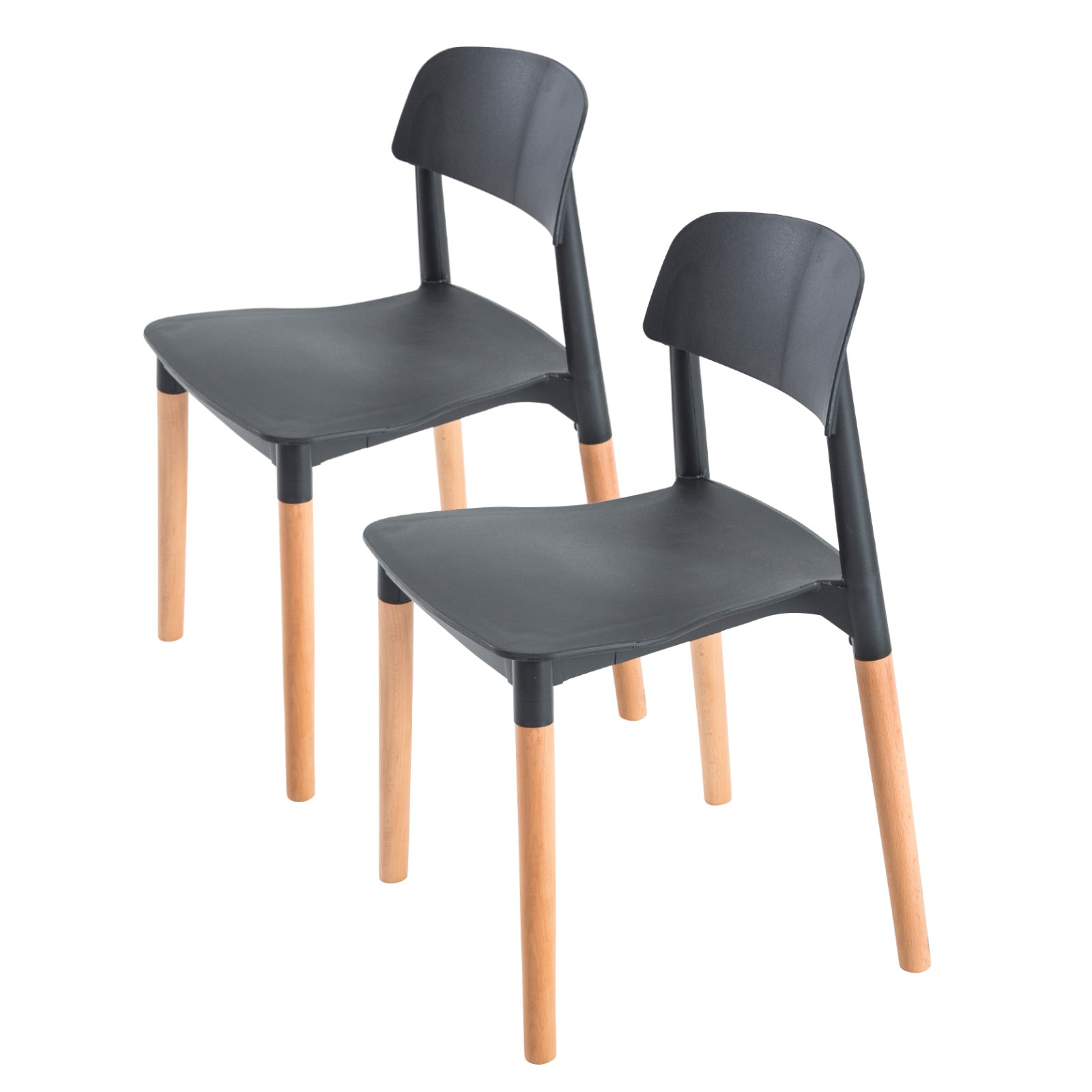 Stackable Retro Dining Cafe Chairs, Black, 2X, Polypropylene, La Bella