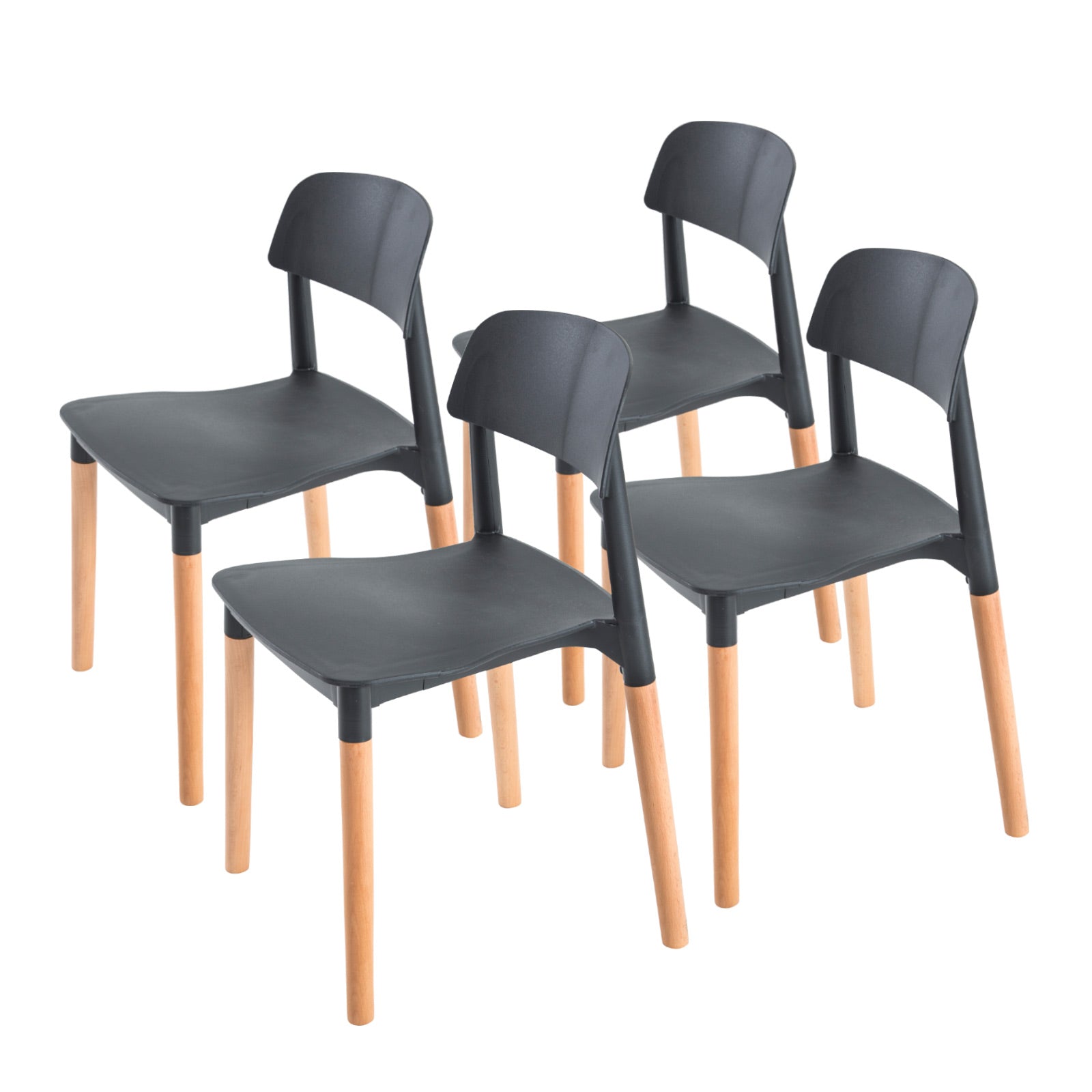 Stackable Retro Dining Chairs with Beechwood Legs - 4X La Bella